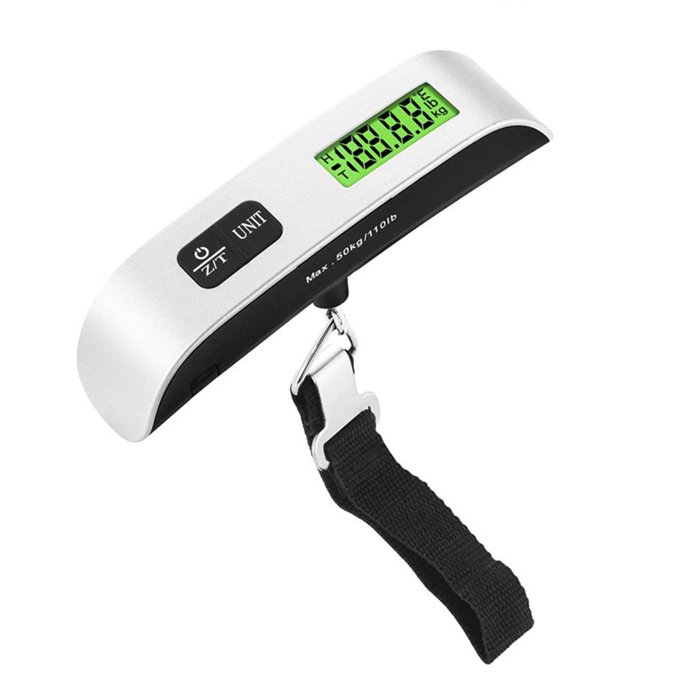 feinlux Kofferwaage Elektronische Handwaage,Gepäckwaage, Tragkraft 50 kg, (Set), mit Temperatursensor,50KG, Gepäckwaage mit Hintergrundbeleuchtung – Bild 4 von 5