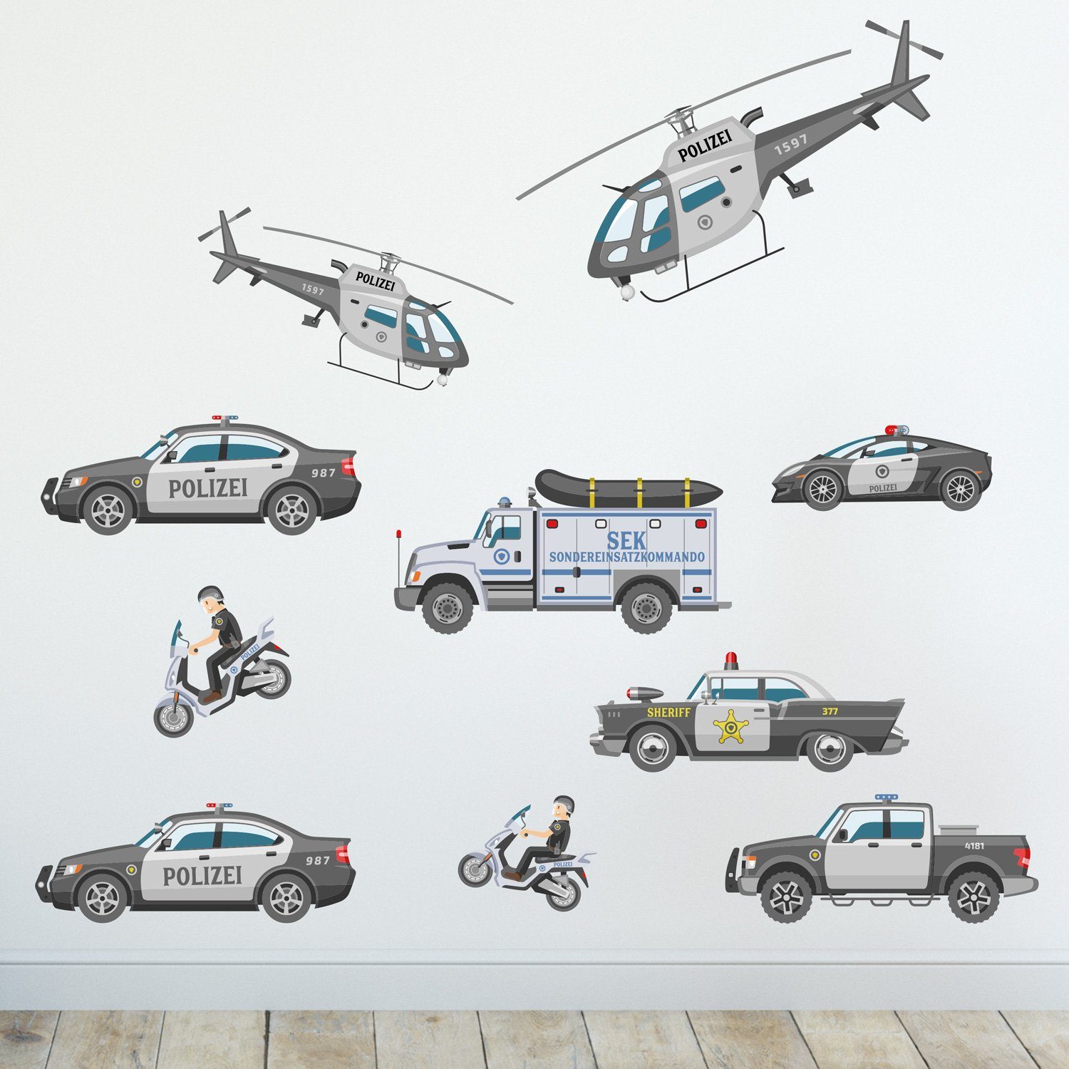Sunnywall Wandtattoo Polizei Wandsticker Wandtattoo A4 günstig online kaufen