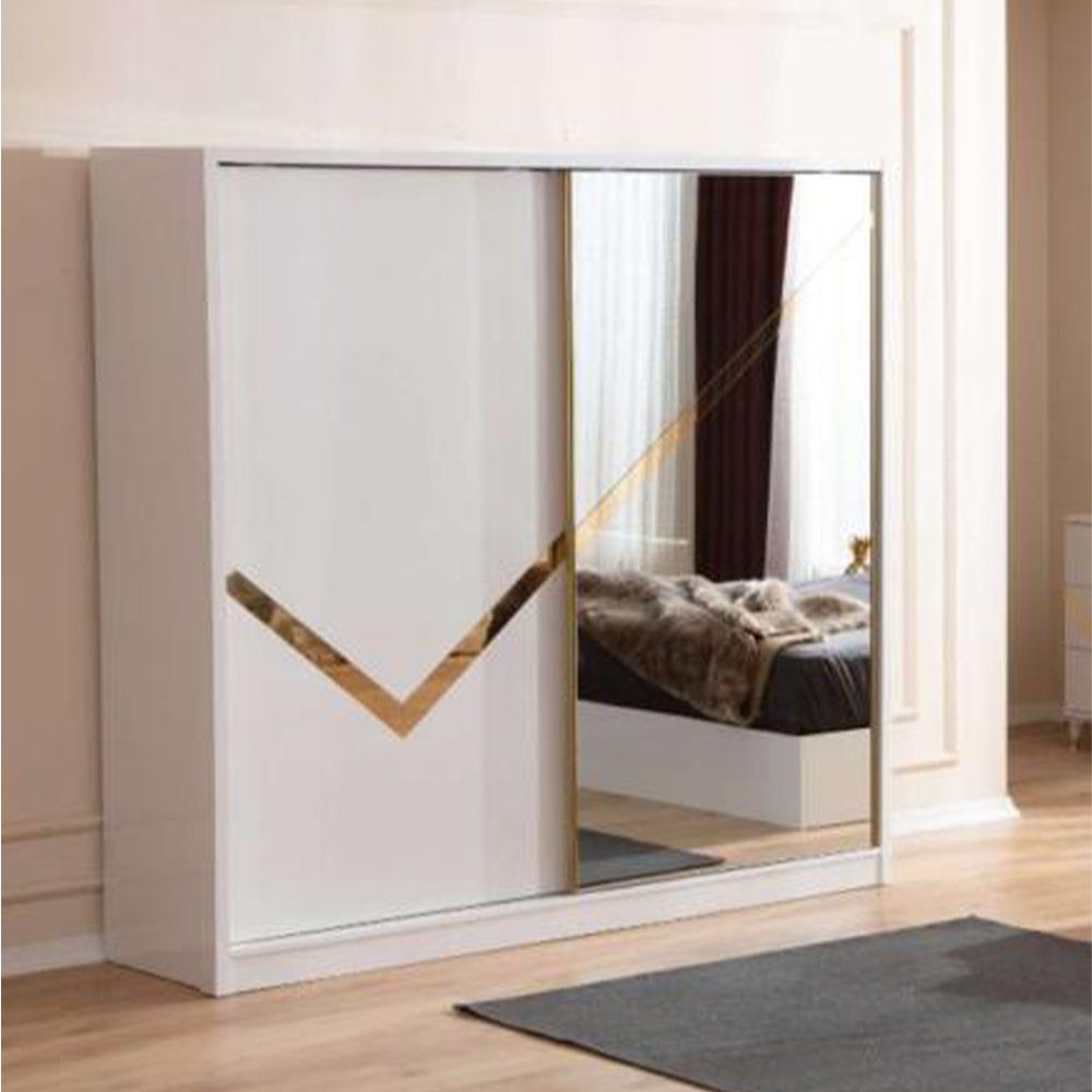 JVmoebel Kleiderschrank Weißer Kleiderschrank Zweitürig Holz Schlafzimmer Möbel Design Made In Europe | Kleiderschränke
