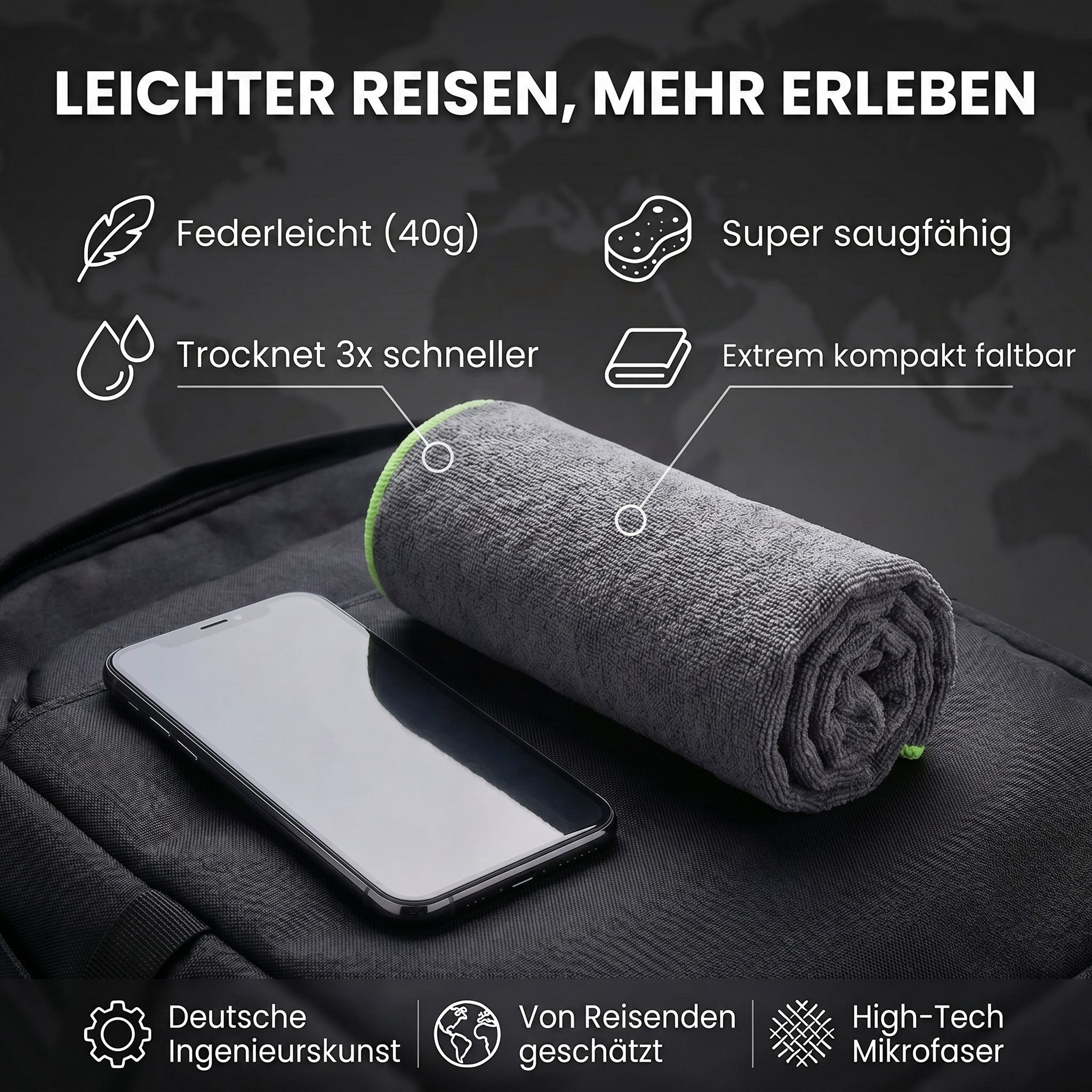 LightDry Reisehandtuch LightDry Reisehandtuch – Leichtes Mikrofaser-Sport und Strandhandtuch, Sport, Strand & Badehandtuch