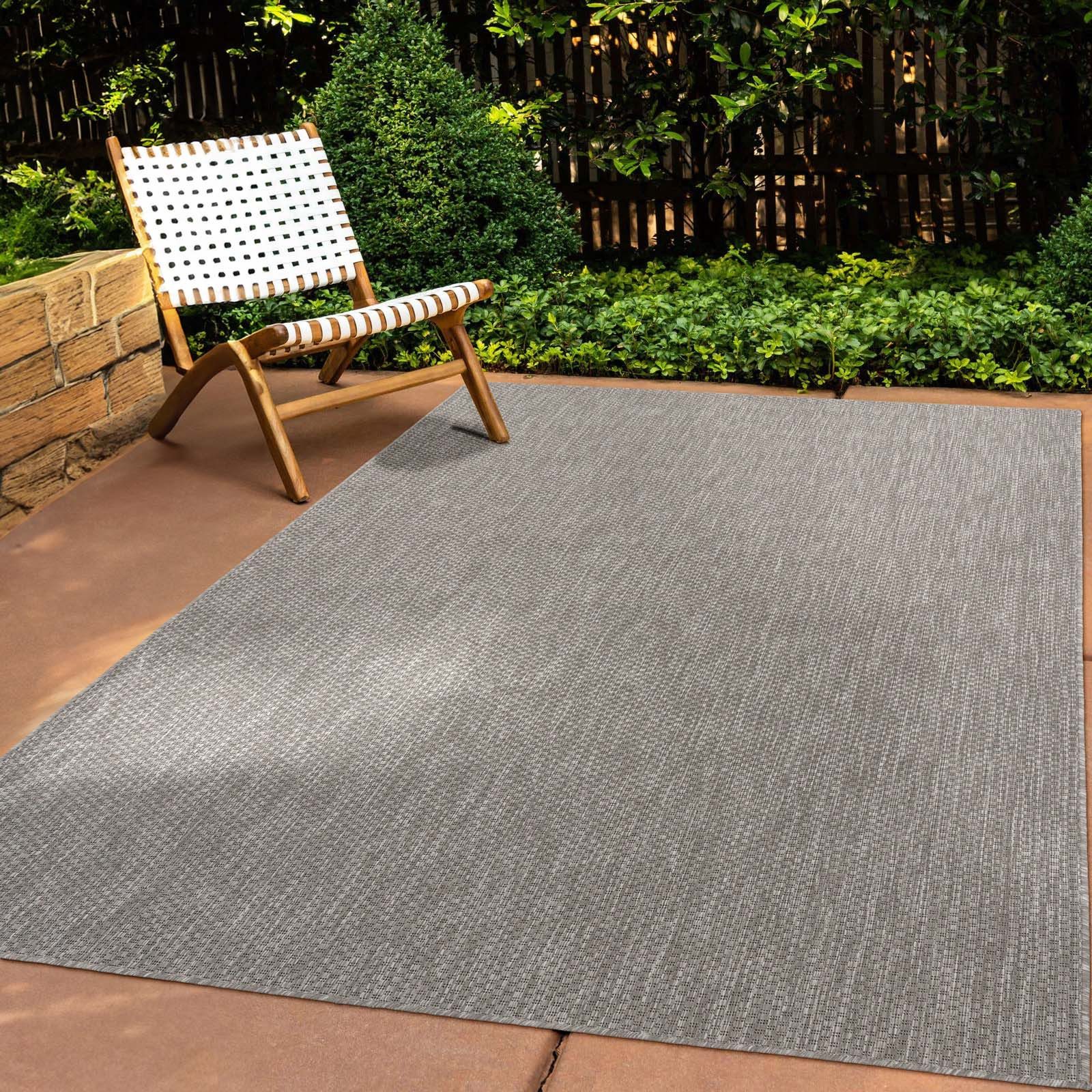 Teppich Tara Carpet Columbia Meliert In & Outdoor auch für die Küche, TaraCarpet, rechteckig, Höhe: 5 mm, Balkon Terrasse Wintergarten grau meliert Esszimmer 200x280