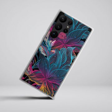 DeinDesign Handyhülle Neon Blumen bunt Neon Flower Power, Samsung Galaxy S23 Ultra Silikon Hülle Bumper Case Handy Schutzhülle