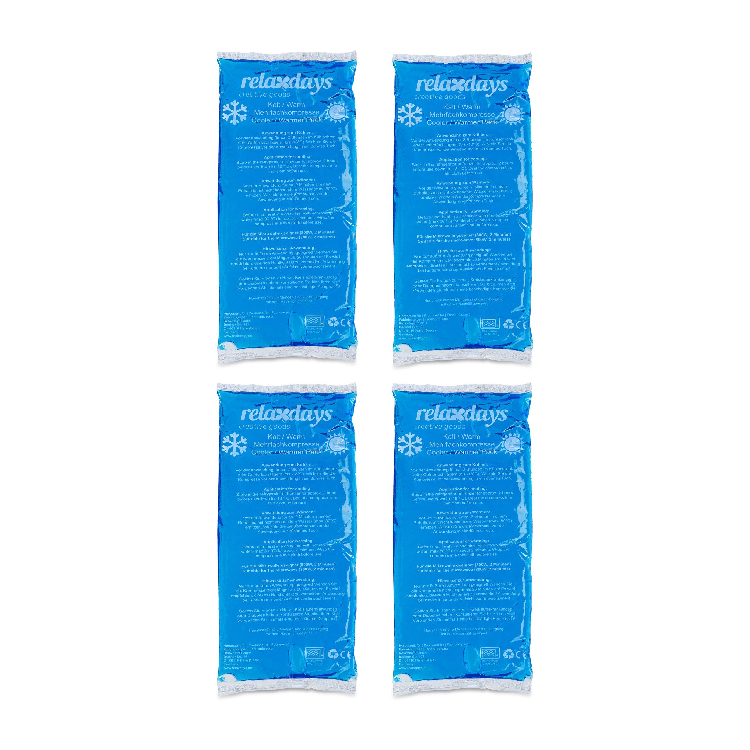 relaxdays Kühlpad Kühlpads rechteckig 4er Set blau, 4-tlg.