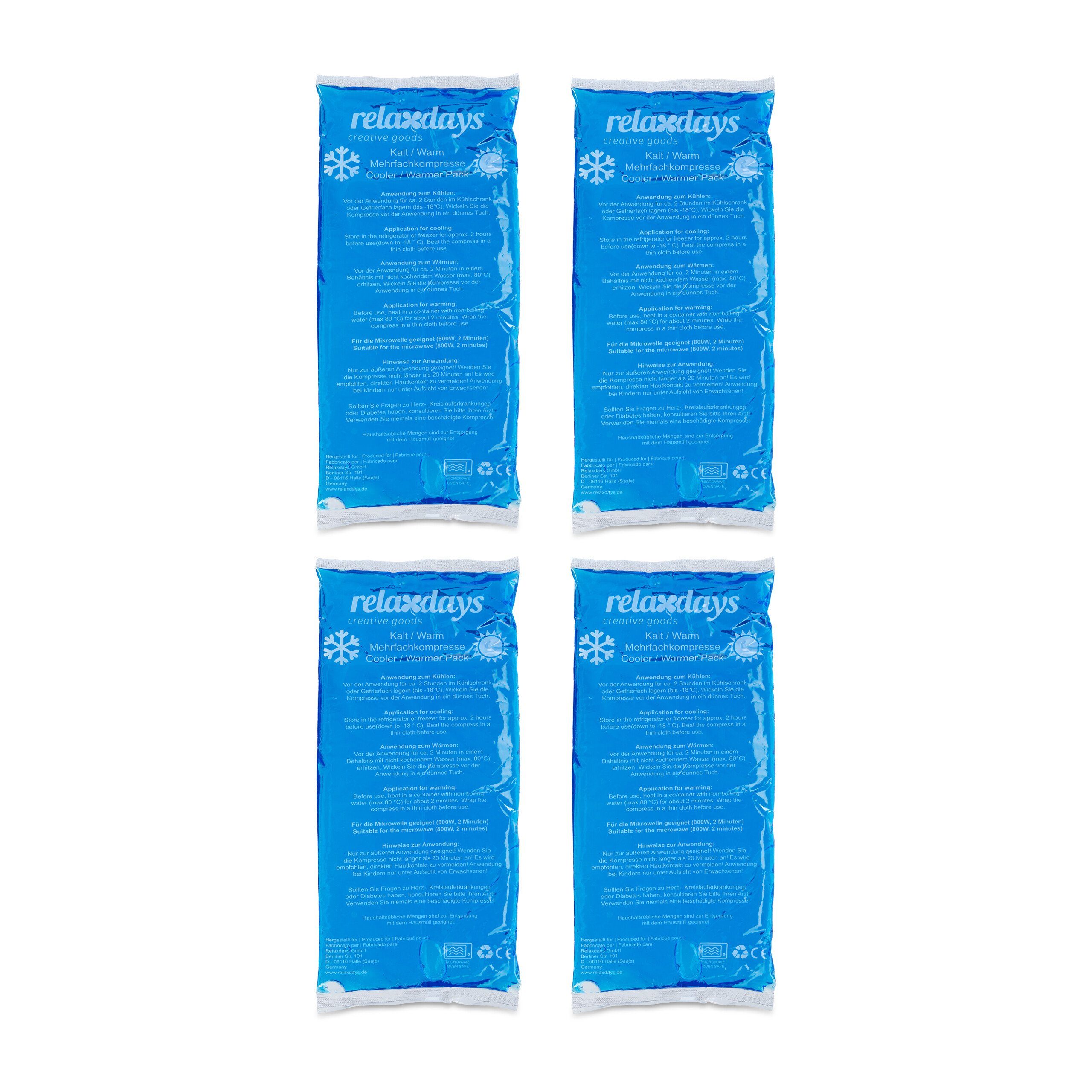 relaxdays Kühlpad Kühlpads rechteckig 4er Set blau