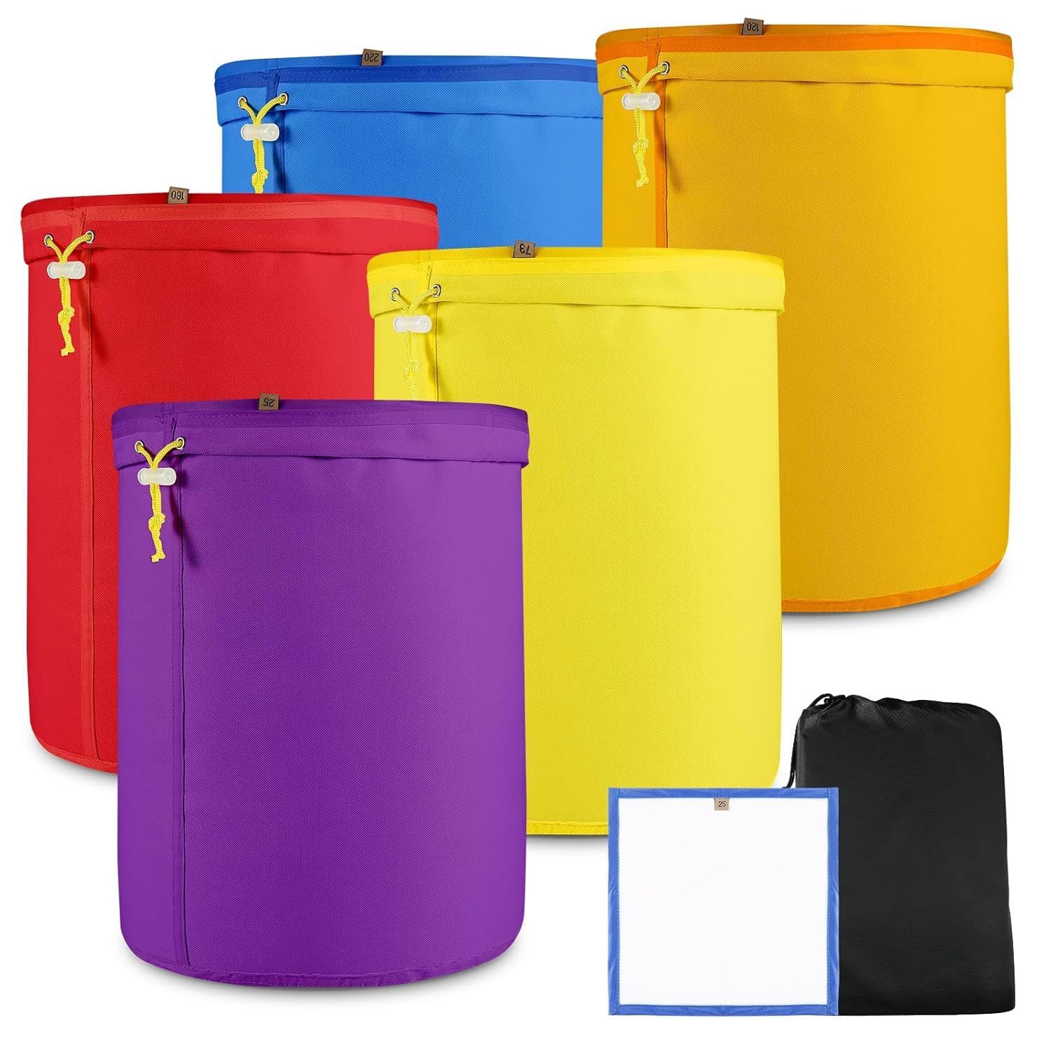 OSTWOLKE Gartensieb 5 Bubble Bags 1 Gallone Beutel Essenz Extractor Kräuterblasen, (5-St), mit Presssieb, Filtrationsbeutel, feine Löcher