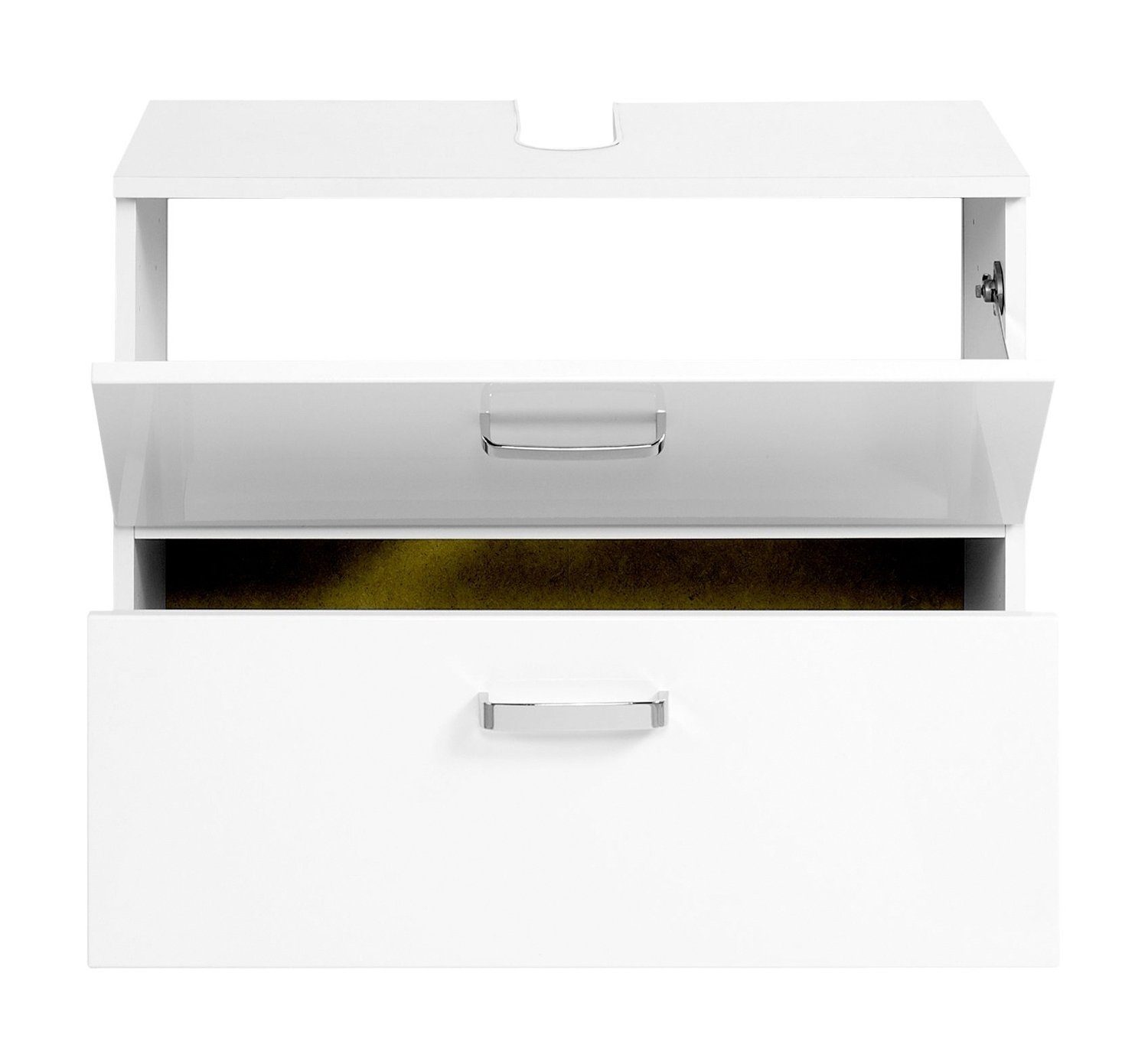 Schublade und HELD Waschbeckenunterschrank cm, MÖBEL BOLOGNA, 1 mit 70 B Klappe Hochglanz, Weiß 1