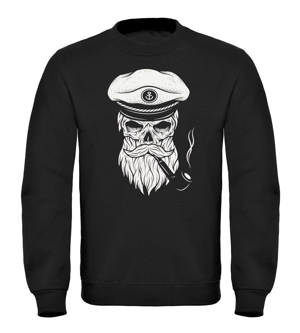 Neverless Sweatshirt Kapitän Herren Skull Pullover Sweatshirt Totenkopf schwarz Hipster Seemann Captain Bard Neverless®