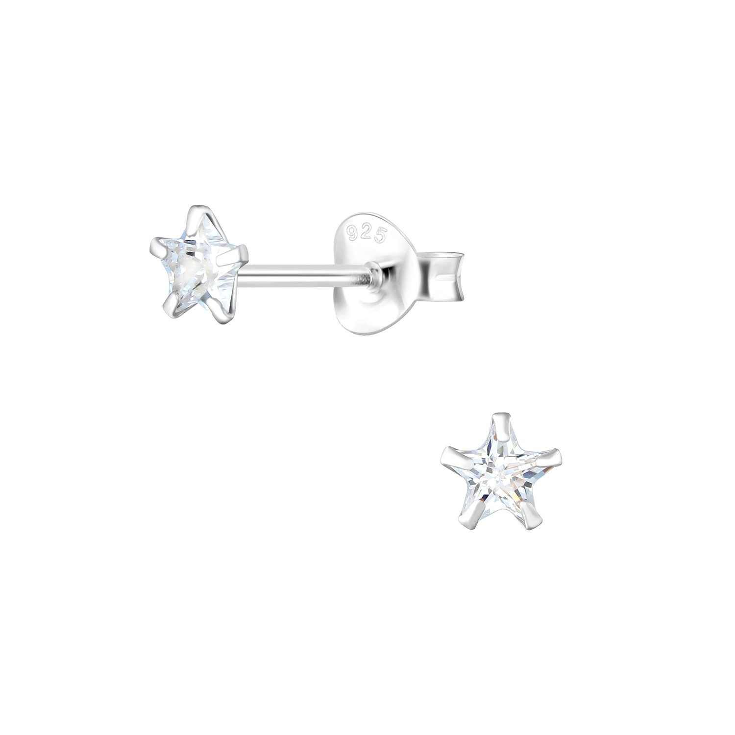 ALEXANDER YORK Paar Ohrstecker STAR CUBIC ZIRKONIA 3 mm, 2-tlg., 925  Sterling Silber