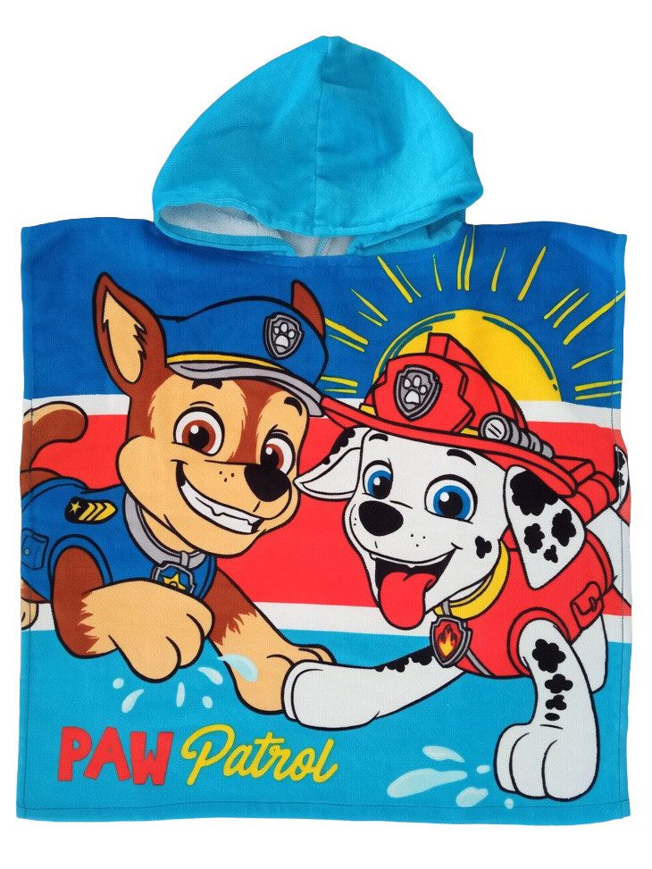 United Labels® Strandtücher Paw Patrol Badeponcho Chase & Marshall Badetuch mit Kapuze 50x100cm
