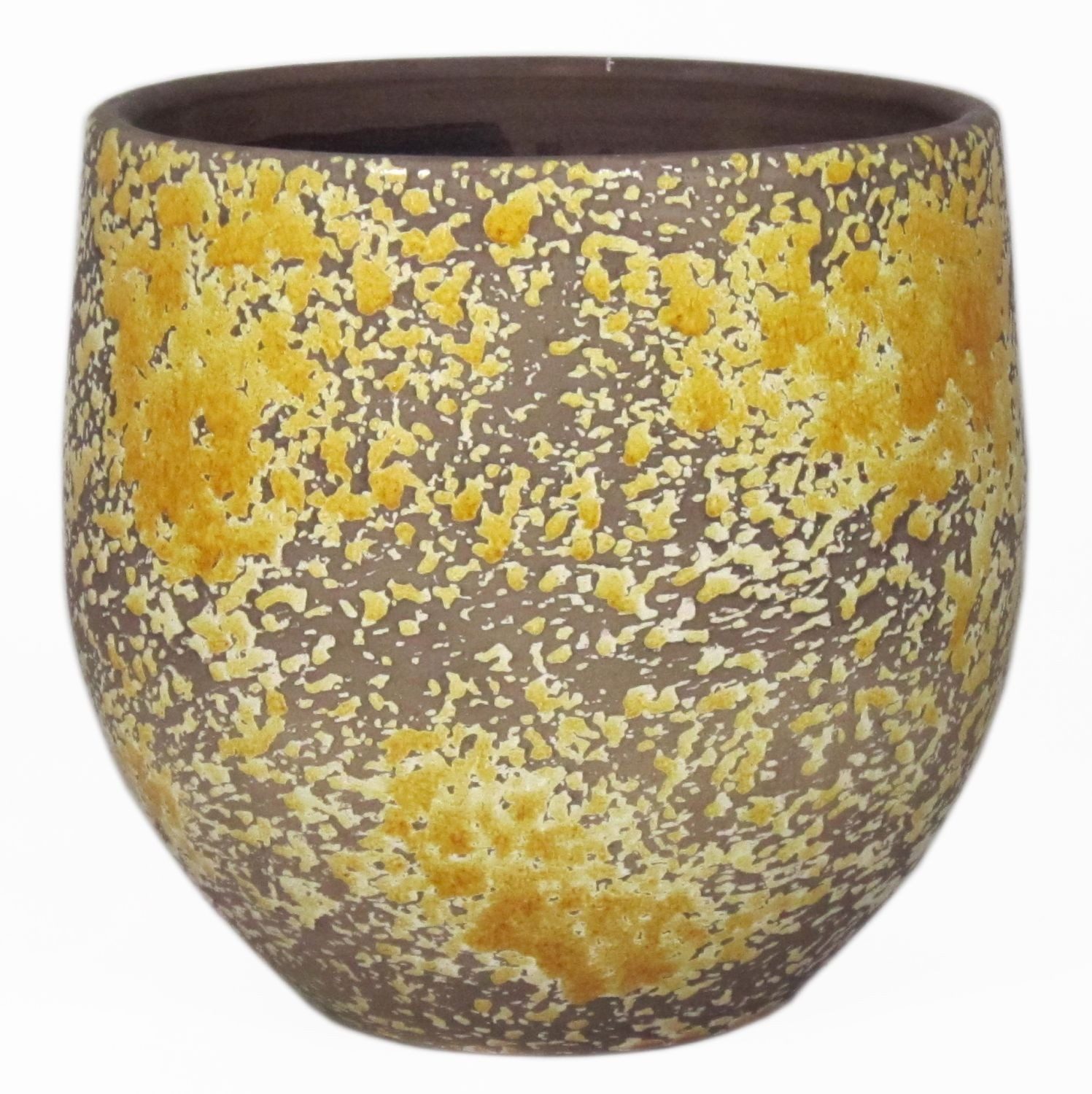 INNA-Glas Blumentopf Rustikaler Keramiktopf, Farbverlauf, ockergelb-braun, 24 cm, Ø 24 cm
