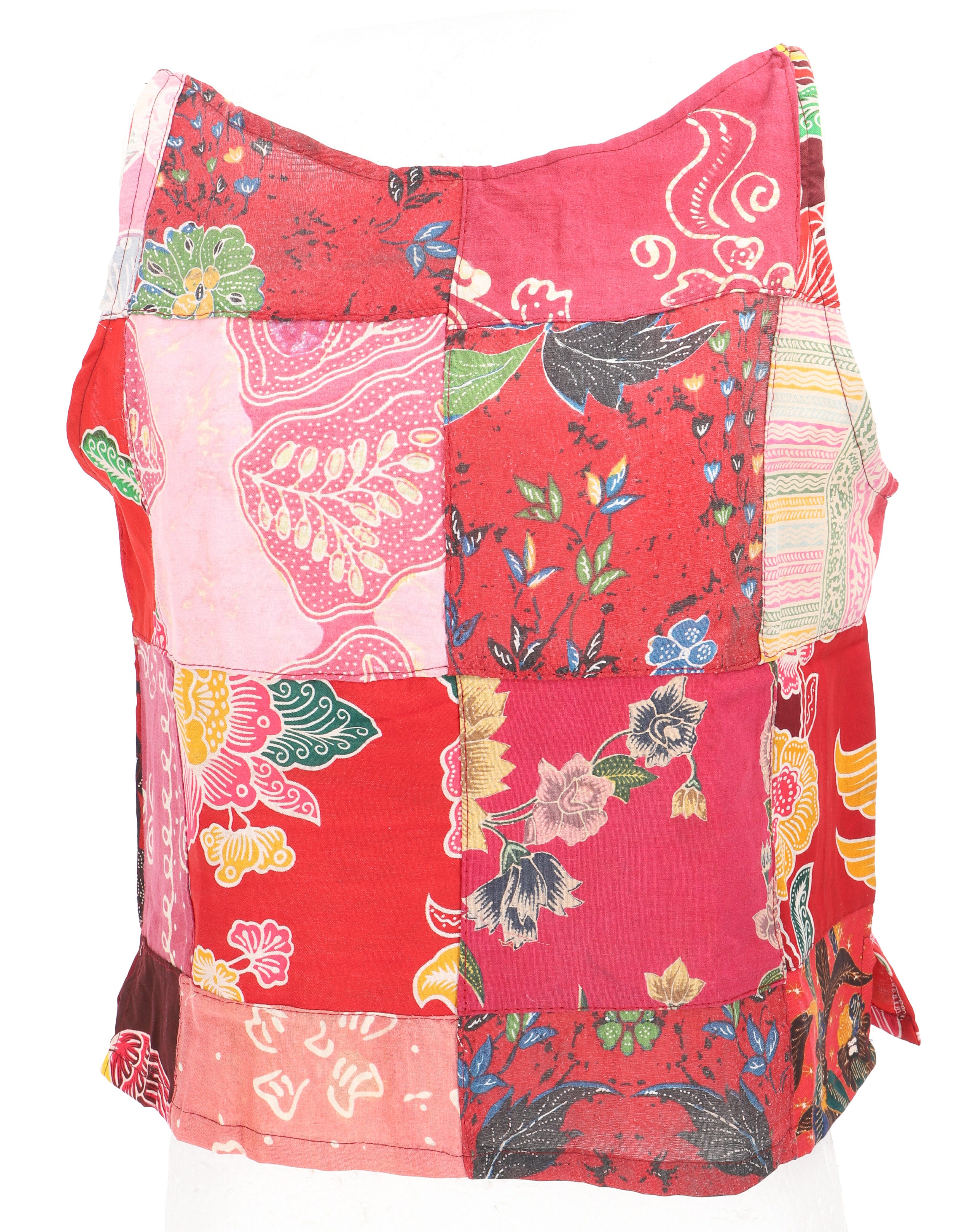 Guru-Shop T-Shirt Boho Patchwork Sommertop, upcycling Damentop,.. Ethno Style, alternative Bekleidung