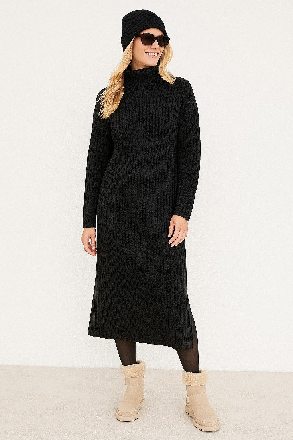 OriginalYou Strickkleid Damen Kleid aus Strick mit Rollkragen Grobstrick, geeignet ab einer Körpergröße von 1,70