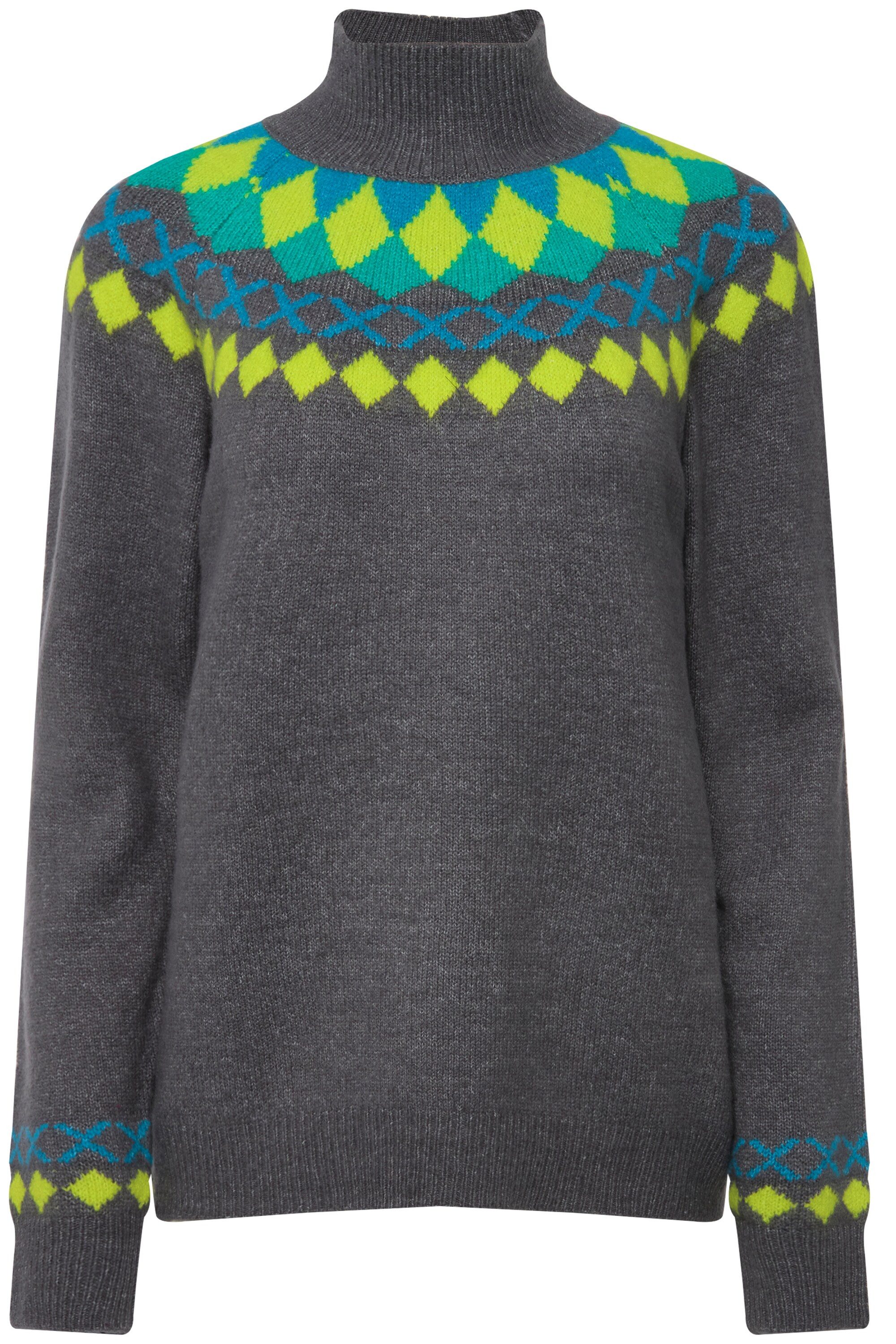 Laurasøn Strickpullover Norweger-Pullover farbige Muster Stehkragen günstig online kaufen