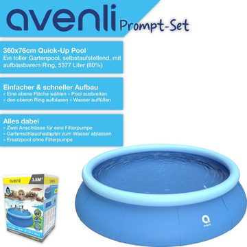 Avenli Quick-Up Pool »Prompt Set Pool Ø 360 x 90 cm« (Aufstellpool mit aufblasbarem Ring, Gartenpool ohne Pumpe), Swimmingpool auch als Ersatzpool geeignet
