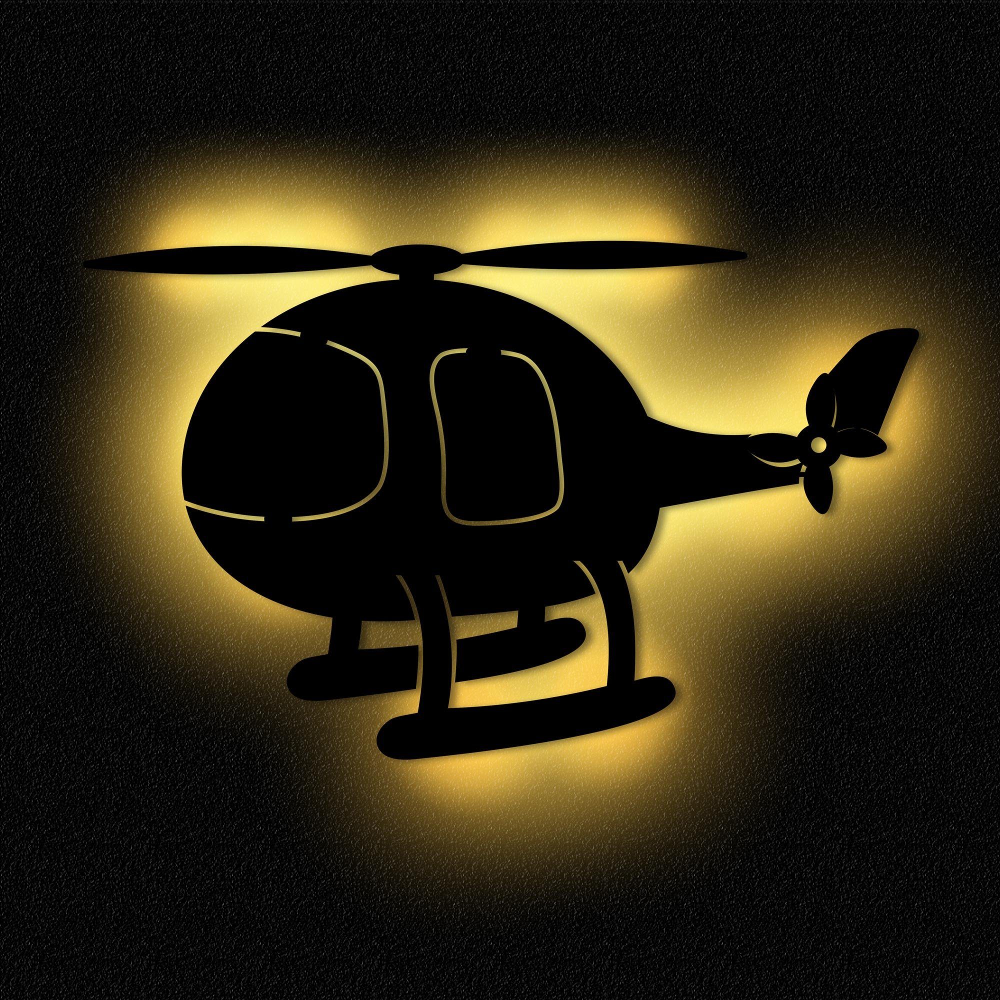 Namofactur LED Dekolicht Wandlampe Helikopter Holz Wand Deko Lampe Nachtlicht I Kinderzimmer, Ohne Zugschalter/Stern, LED fest integriert, Warmweiß Unbehandelt