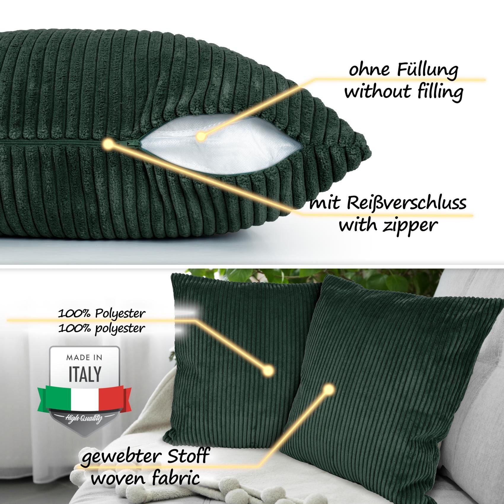 ANRO Dekokissen Kissenhülle MIT oder OHNE Füllung Kissenbezug Zierkissen, Kissenüberzug ohne Füllung Cordsamt 40x40cm Einfarbig Dunkelgrün