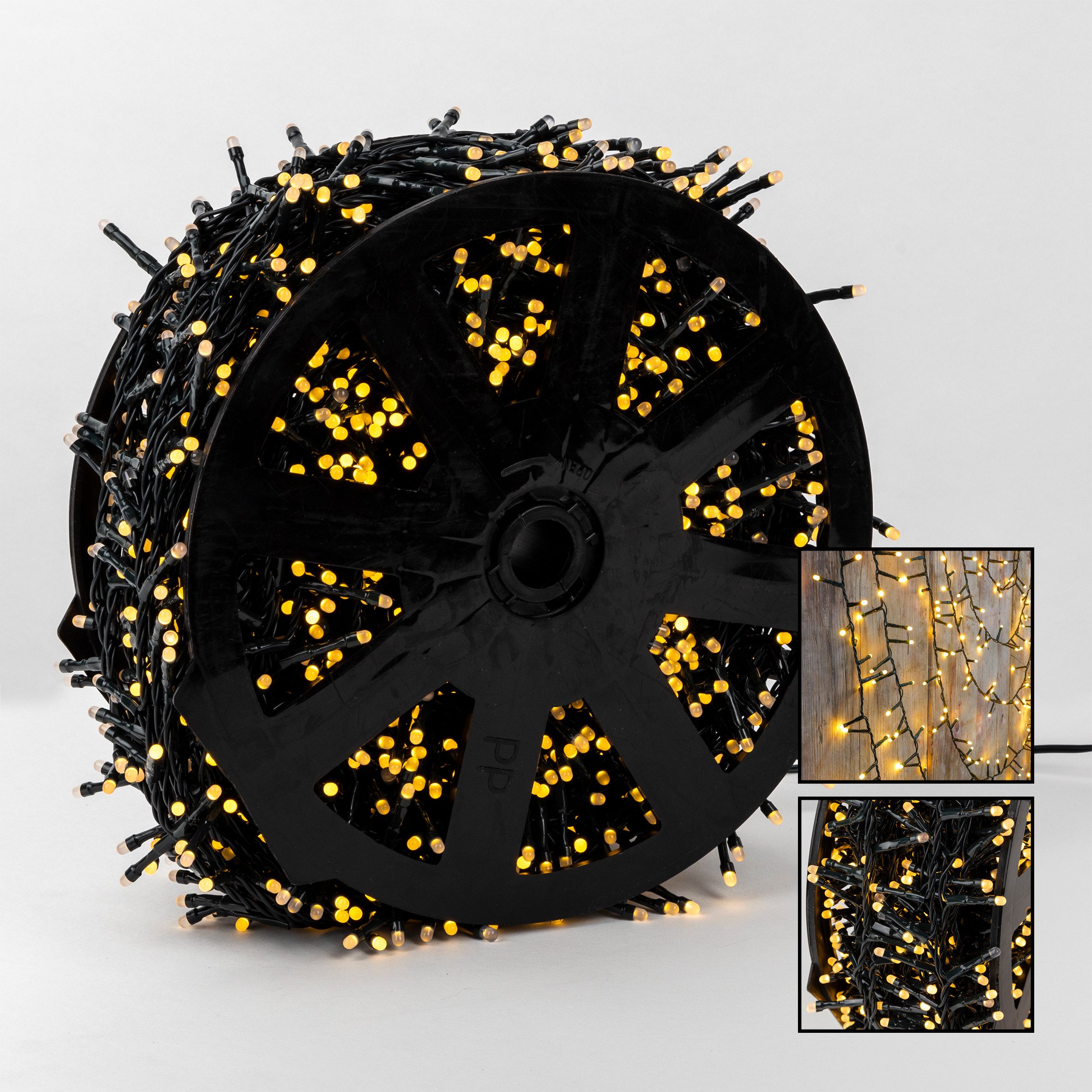 HI LED-Lichterkette 2000 LED Lichter auf Kunststoffrad für innen u. Außen warmweiß mit
