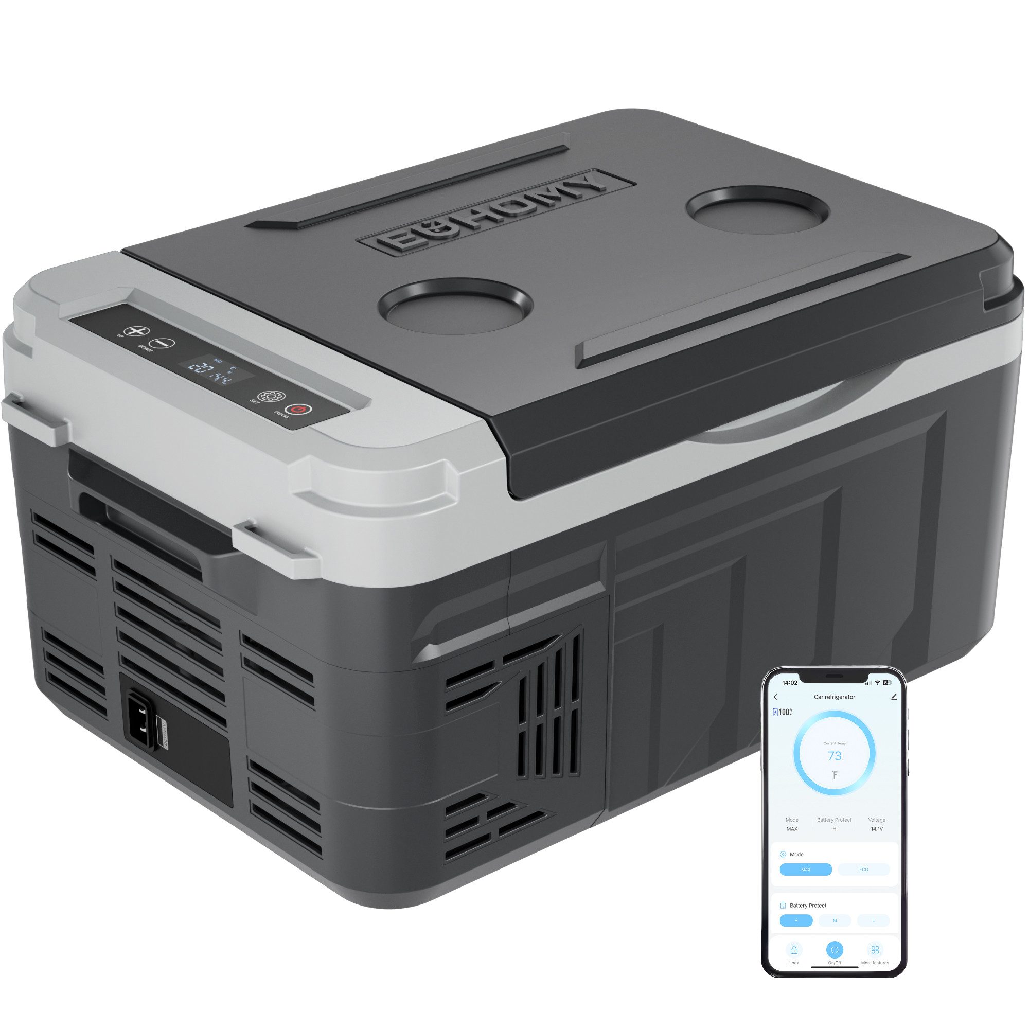 EUHOMY Kühlbox mit Kompressor, 10 L, 12/24 V DC und 120-240 V AC, 10 l, -20 °C bis 20 °C, APP-Steuerung, für Wohnmobile und Camping