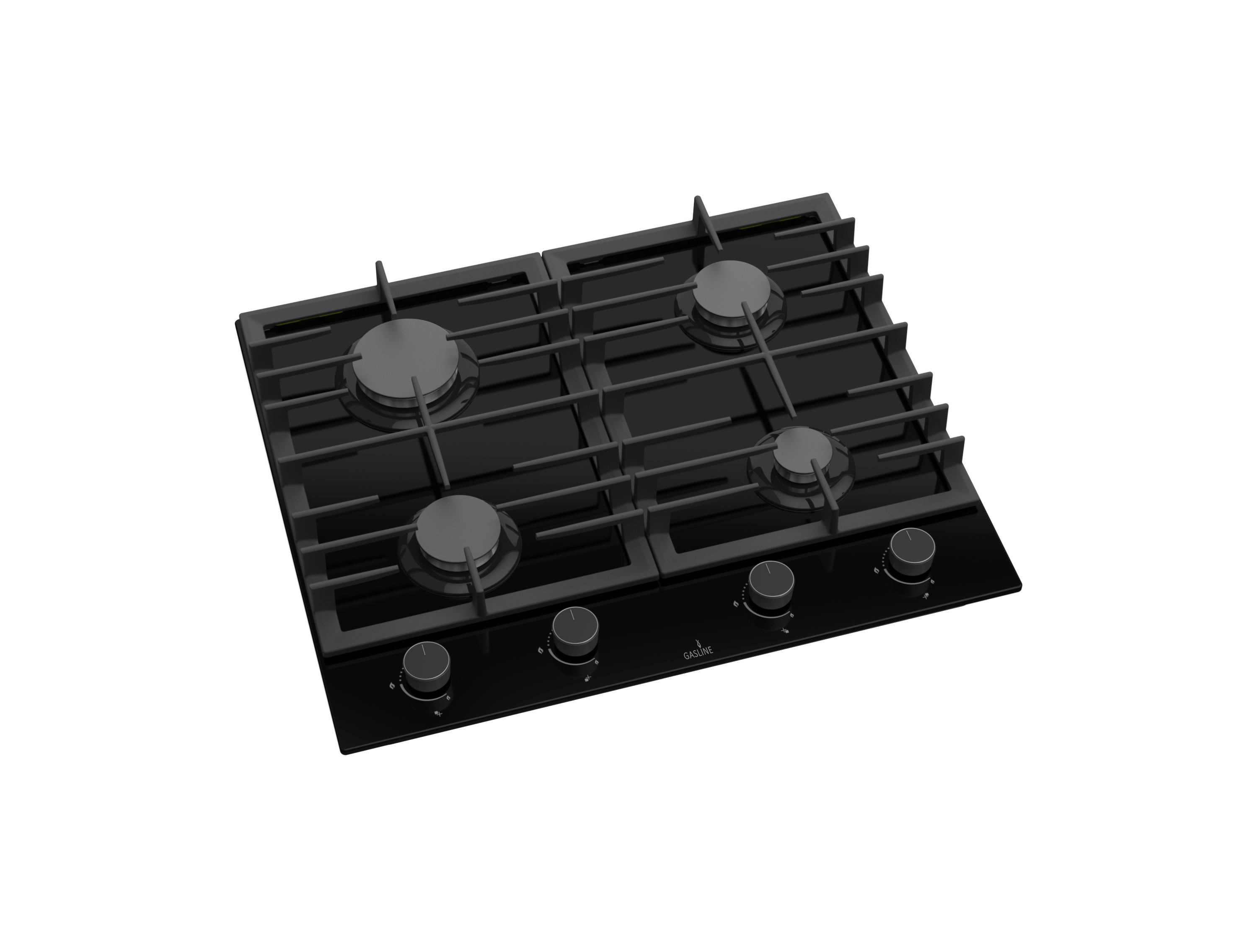 Gasline Gas-Kochfeld mit elektrische Zündung und Zündsicherung, 60cm breit, 4 flammig, autark GAG60GLG, Glaskeramik, Erdgas 20mbar / Propangas 50mbar