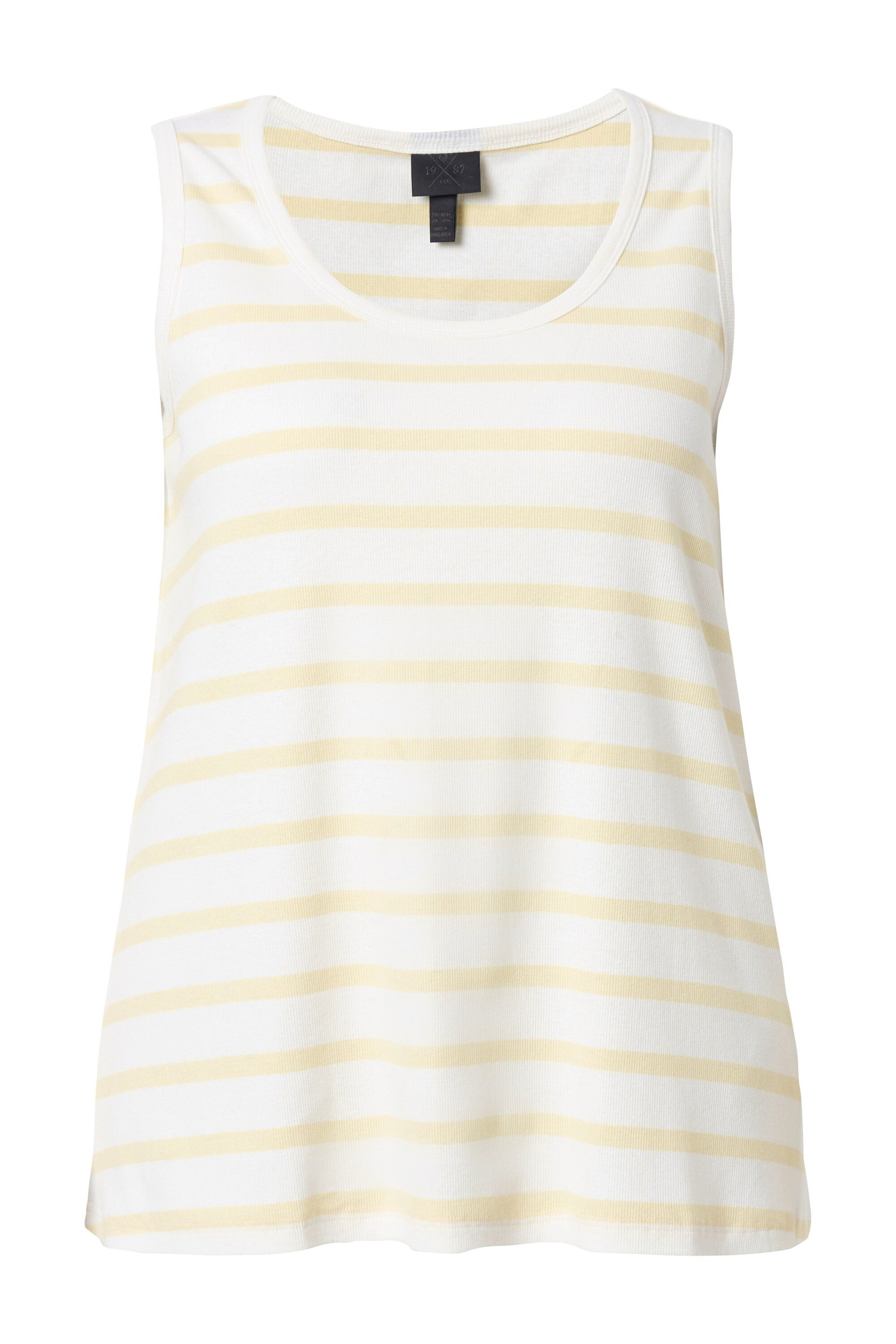 Ulla Popken Longshirt Top Ringel Rippjersey A-Linie Rundhals ärmellos