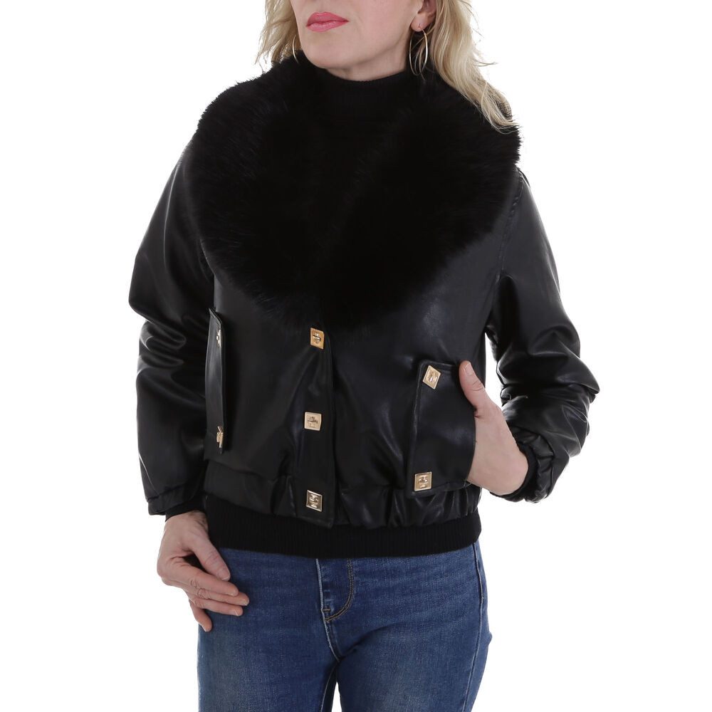 Ital-Design Lederimitatjacke Damen Jacke mit Kunstfellkragen – Eleganz für günstig online kaufen