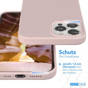 EAZY CASE Handyhülle Premium Silikon Case für Apple iPhone 12 Pro Max 6,7 Zoll, Silikon Schutzhülle mit Kameraschutz kratzfest Cover Rosa / Altrosa