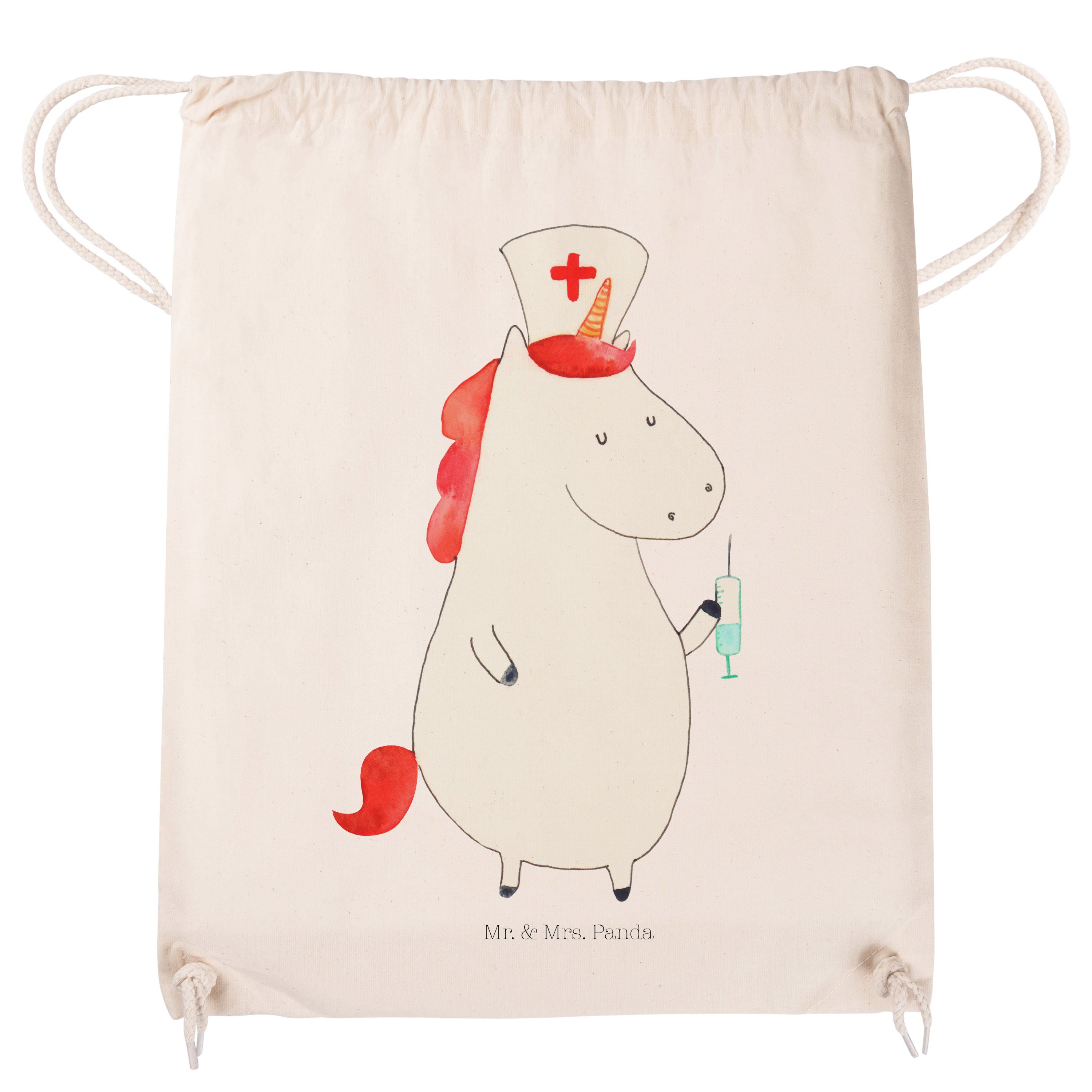 Geschenk, - Krankenschwester & Panda - Transparent Einhorn Sporttasche Stoffbeutel, Mrs. Tasch (1-tlg) Mr.