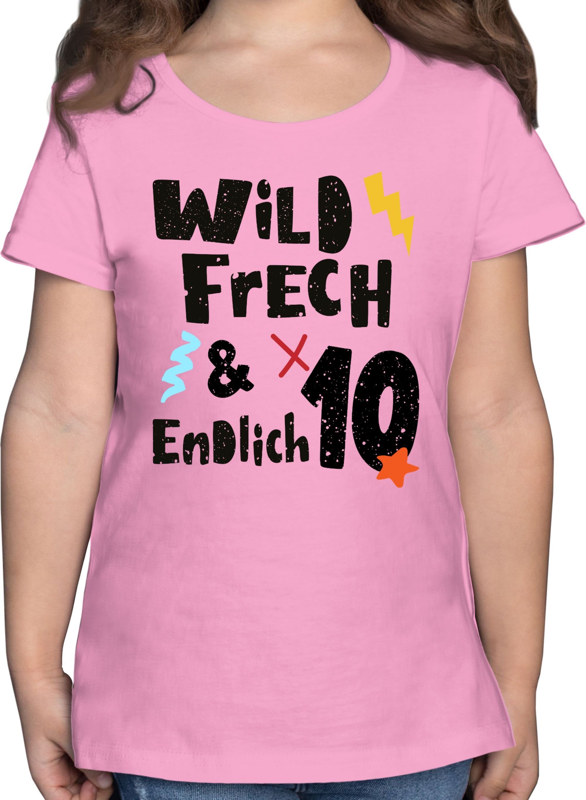 Shirtracer T-Shirt Wild frech und endlich 10 - Wunderbar zehn Jahre 10. Geburtstag 2 Rosa