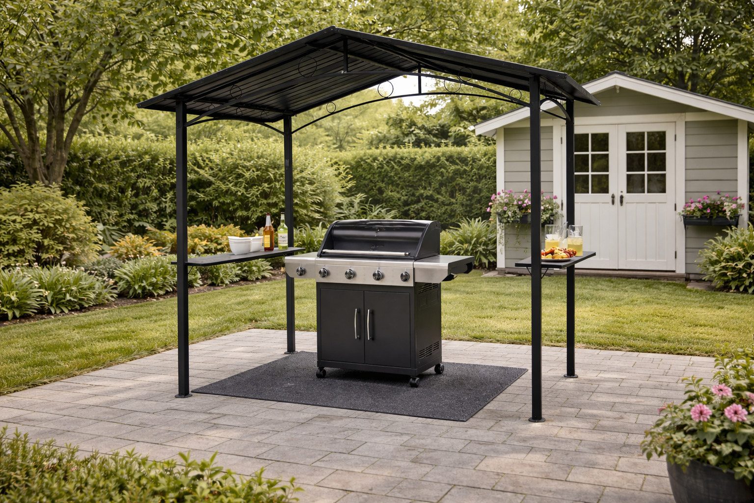 DEGAMO Grillpavillon TOULOUSE, 250x160cm, Gestell und Dach Metall dunkelgrau