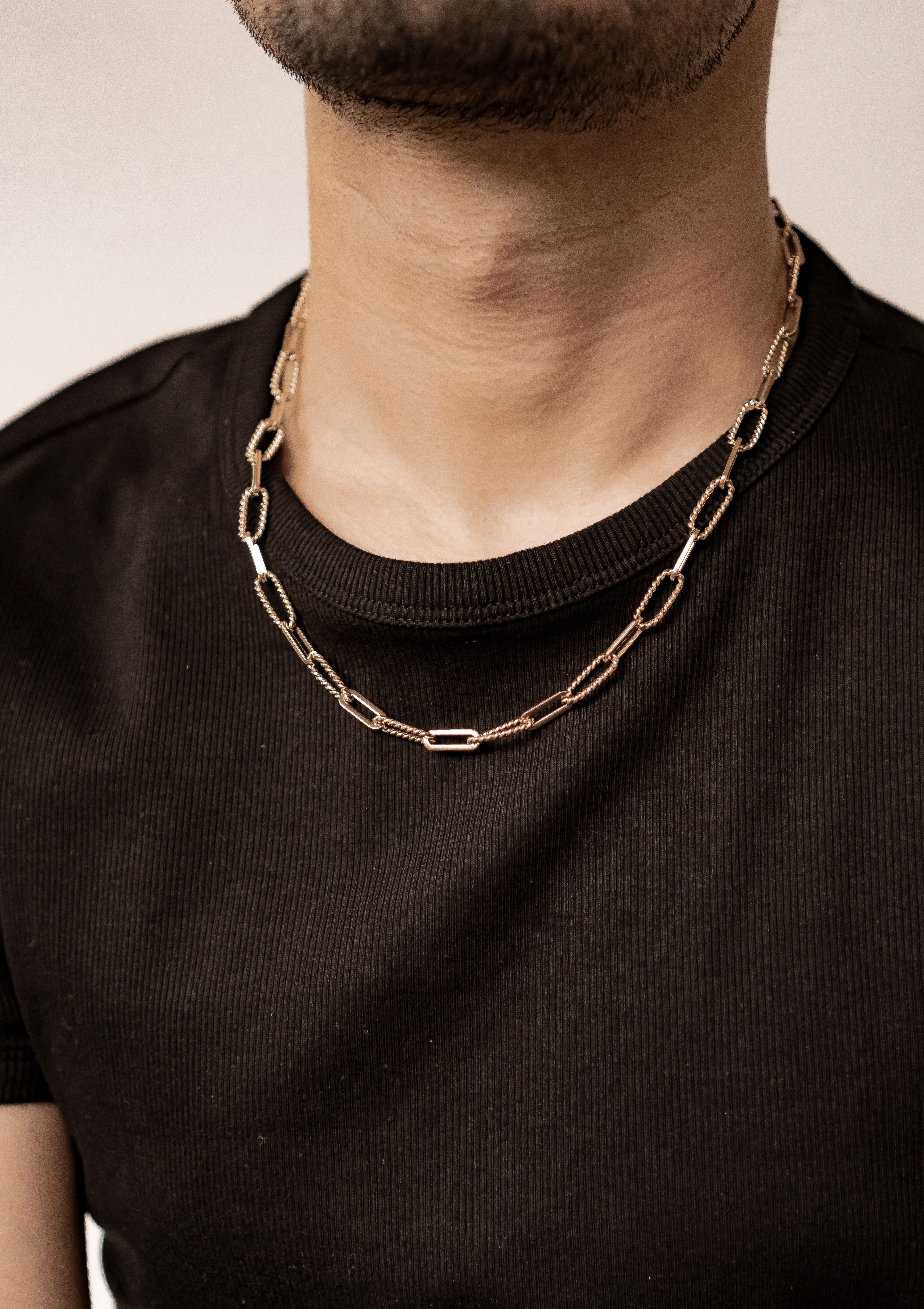 Hey Happiness Gliederkette Twisted Ovale Glieder, Trendy Herrenkette, Gedrehte Unisex Kette Paperclip, wasserfest