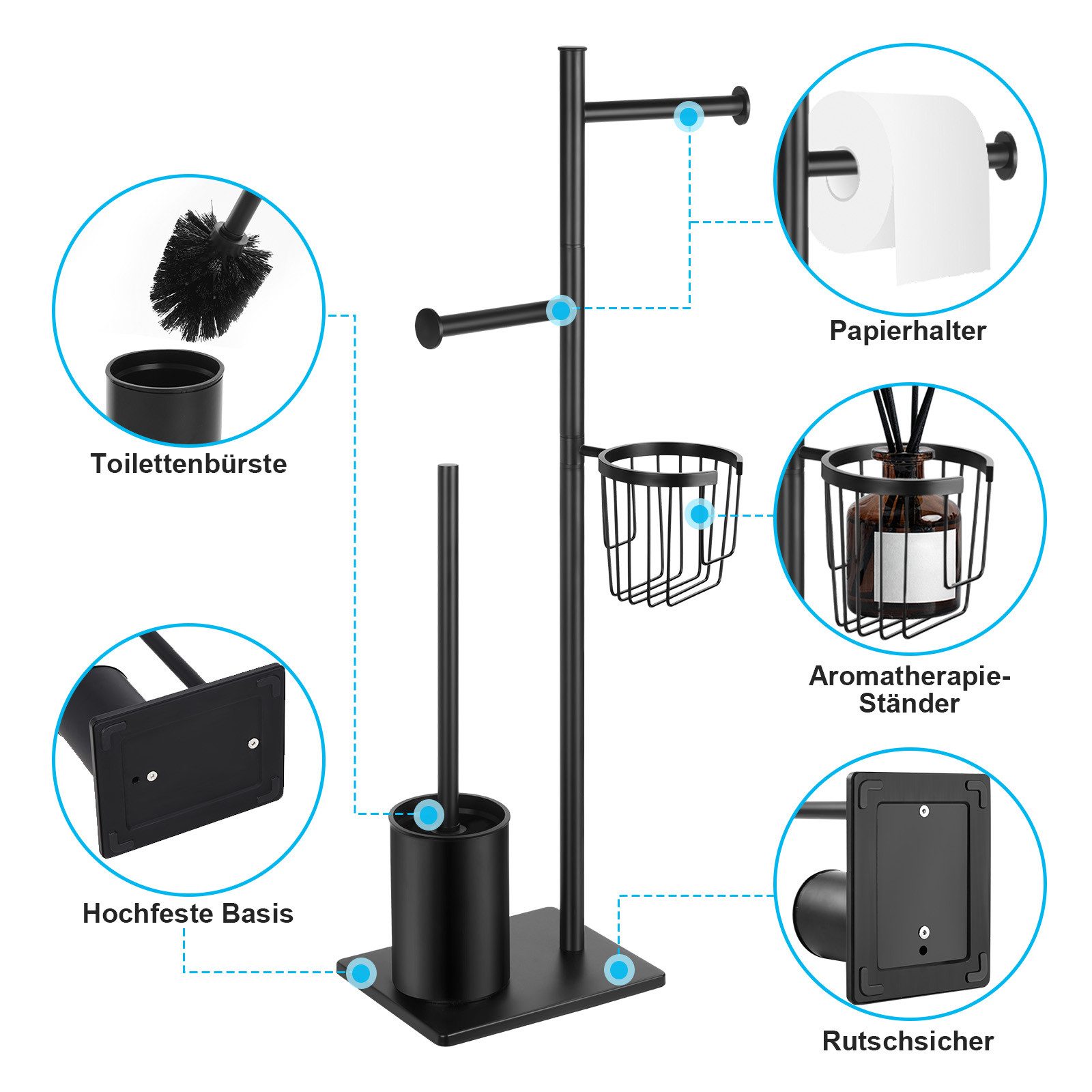 JOYOLEDER WC-Garnitur Edelstahl Klopapierhalter Stehend, Toilettenpapierhal günstig online kaufen