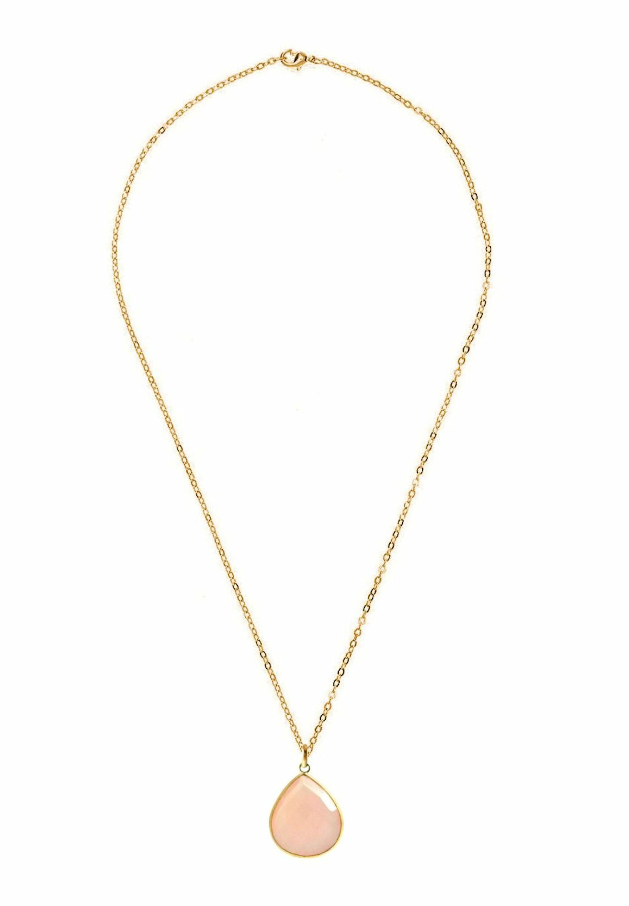 Gemshine Kette mit Anhänger Rosenquarz Tropfen, Europäischer Schmuck: Qualität liebevoll hergestellt