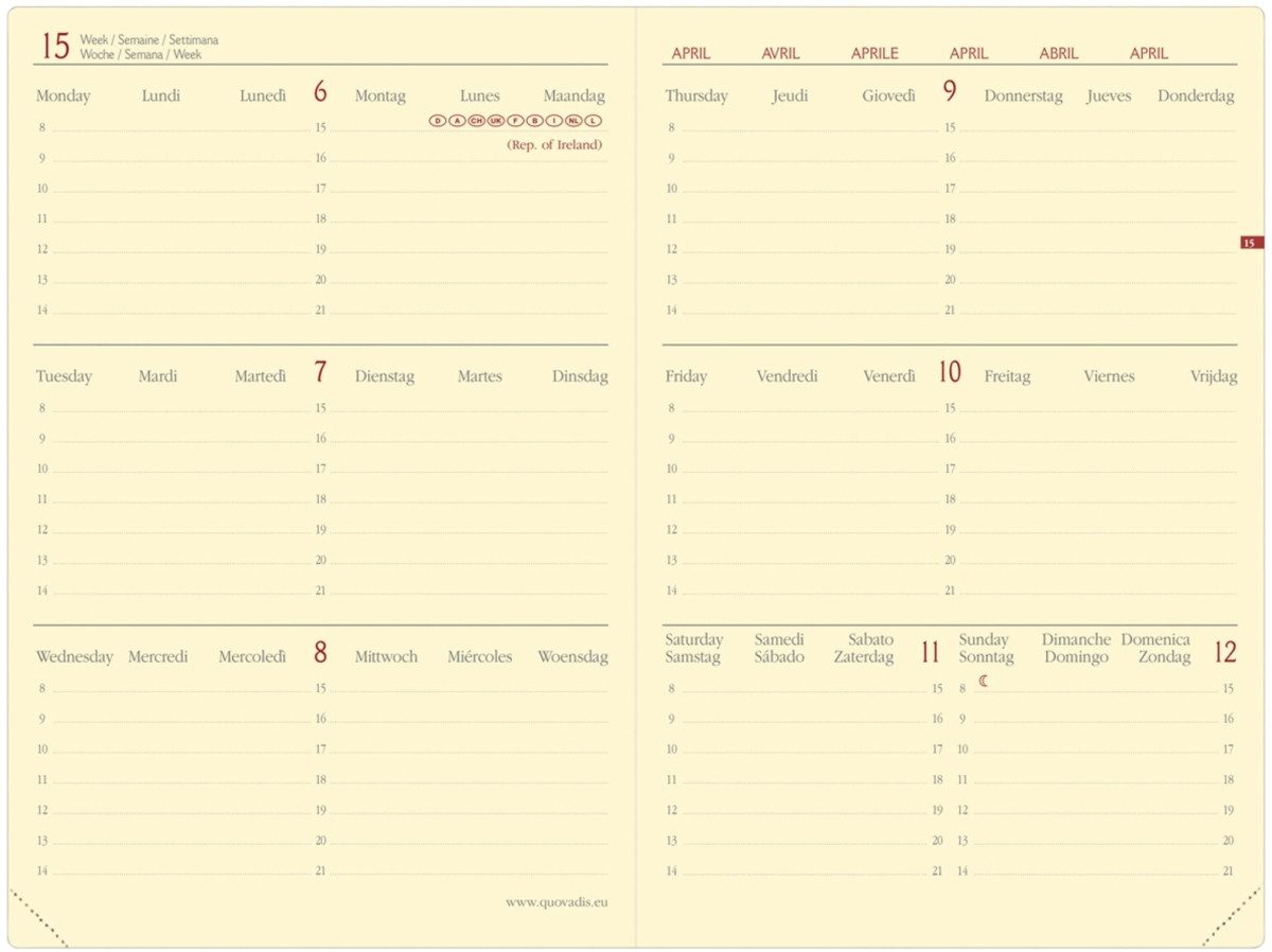 Buchkalender Kalender Horizontal 15 10x15cm Horizontal Leinen 2024.