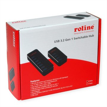 ROLINE USB 3.2 Gen 1 Notebook Hub, 4 Ports, einzeln schaltbar Computer-Adapter
