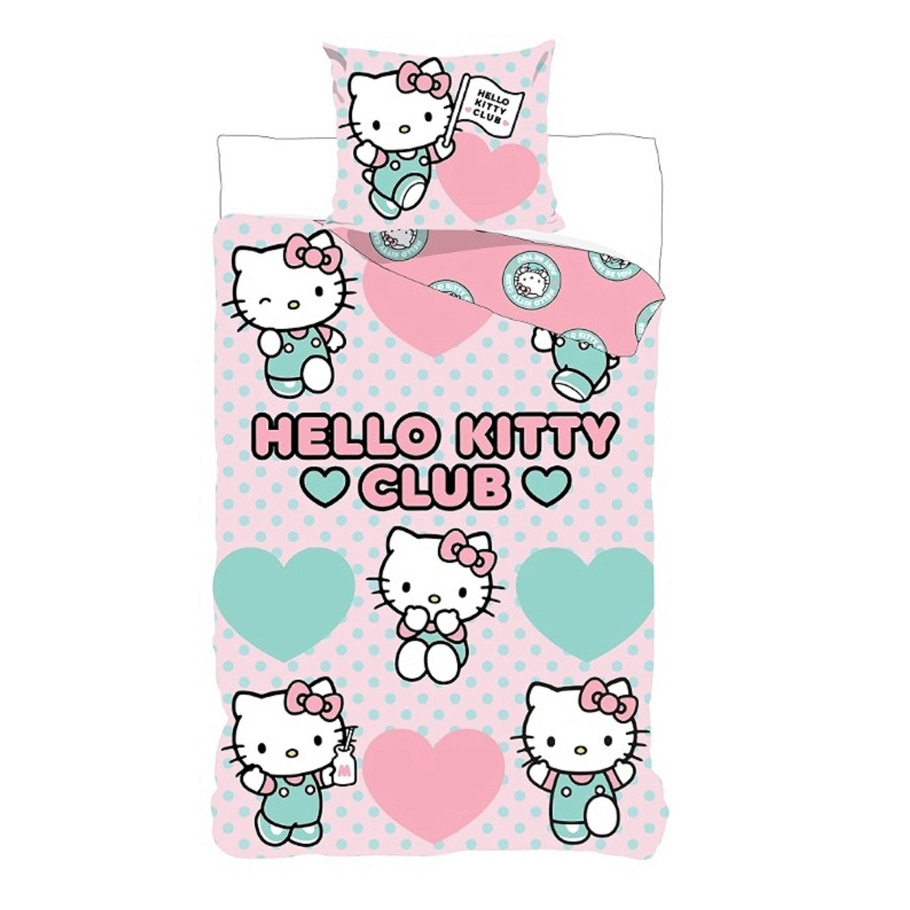 Hello Kitty Bettwäsche Kinder Rosa Baumwolle Bettbezug 140 x 200 cm Kissenbezug 60 x 63 cm, Baumwolle, 2 teilig
