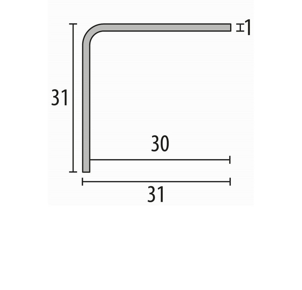 Thumbnail - Küberit Eckprofil 31 x 31 x 1250 mm Eckschutzwinkel Edelstahl Matt Ungebohrt