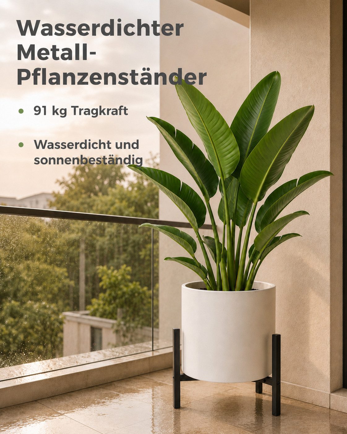 Bamworld Blumenständer wasserfest & sonnenbeständig, Verstellbarer, Schwarz (1 St), Verstellbares Design mit 2 Höhenstufen – Bild 5 von 5