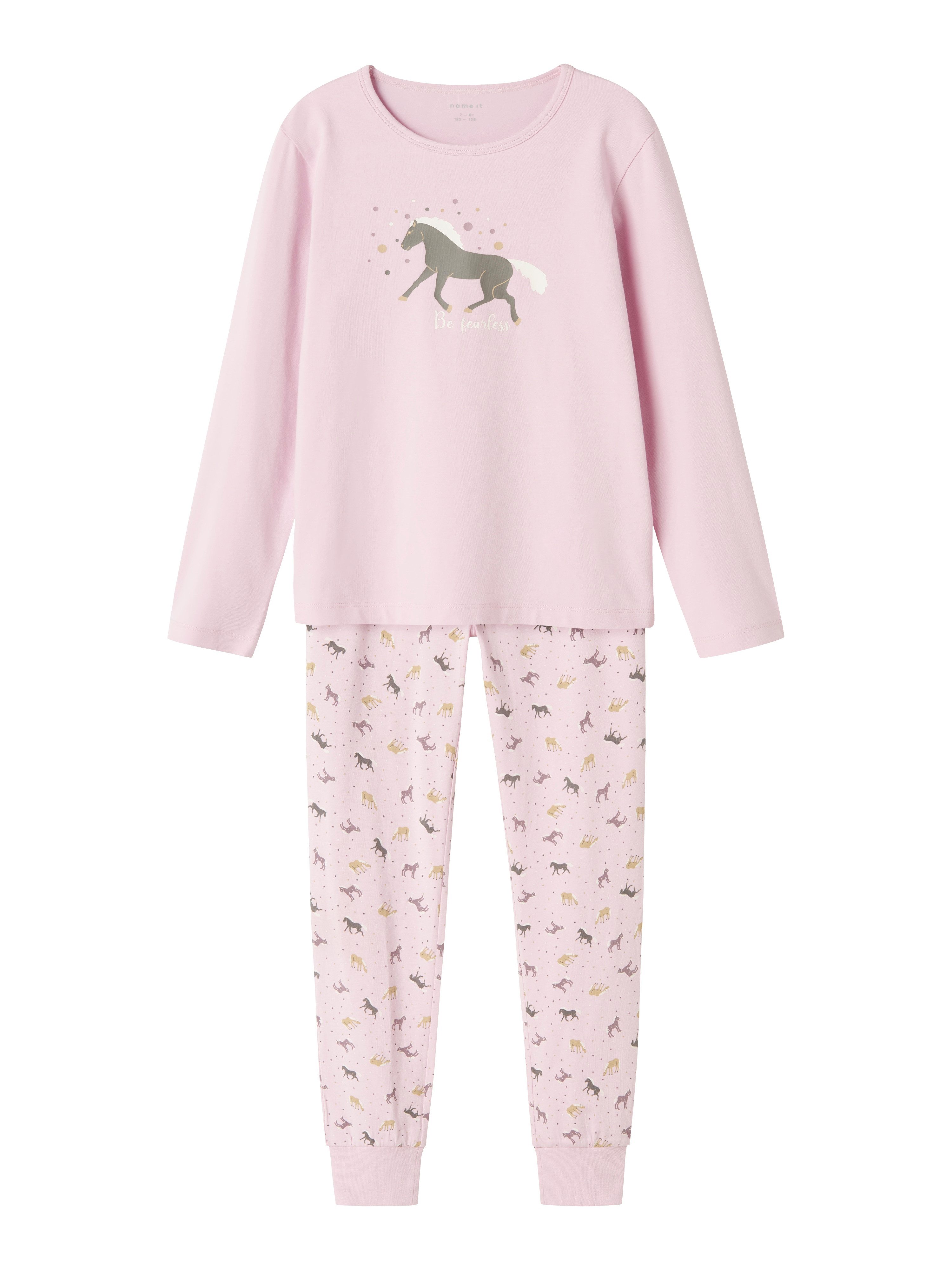 Name It Schlafanzug Mädchen NKFNIGHTSET CORSAGE HORSE NOOS (Packung, Oberteil und Hose)