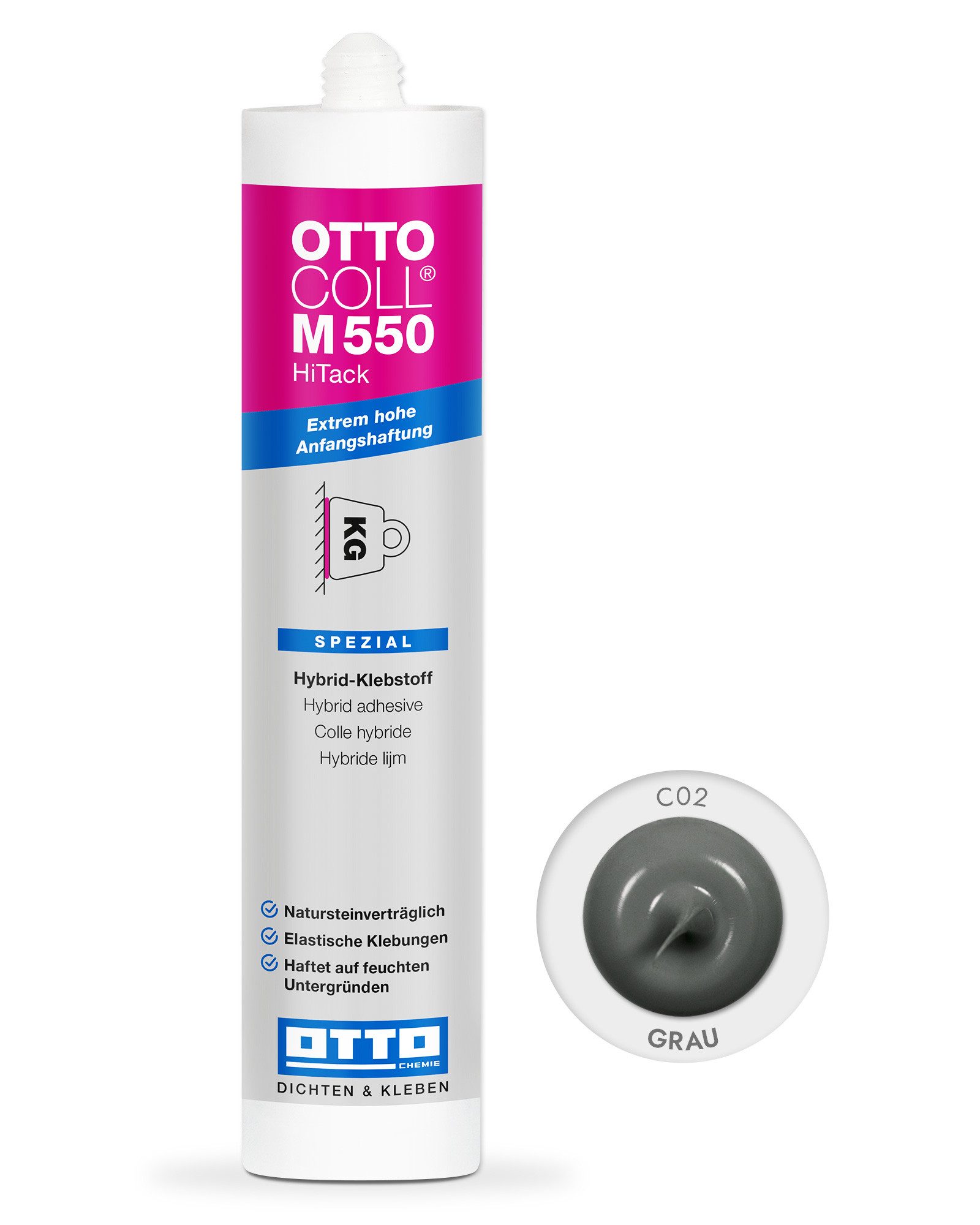 OTTO-Chemie Монтажный клей OTTOCOLL M550 HiTack Hybrid-Klebstoff mit sehr hoher Anfangshaftung