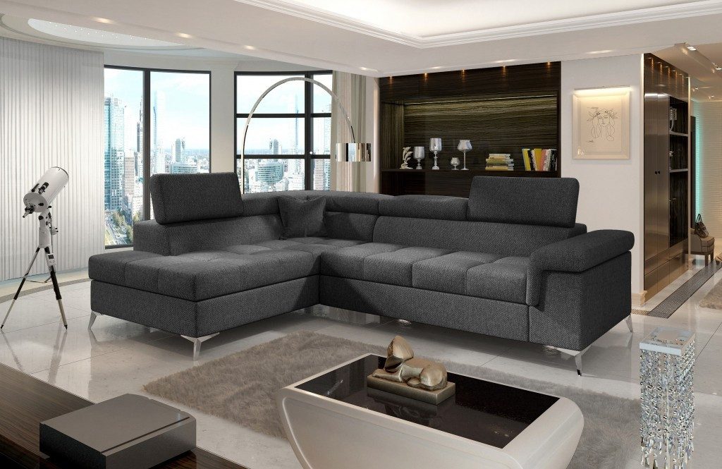 Xlmoebel Ecksofa L-Form Sofa mit Bettfunktion und Textilbezug, 2 Teile, Made in Europa