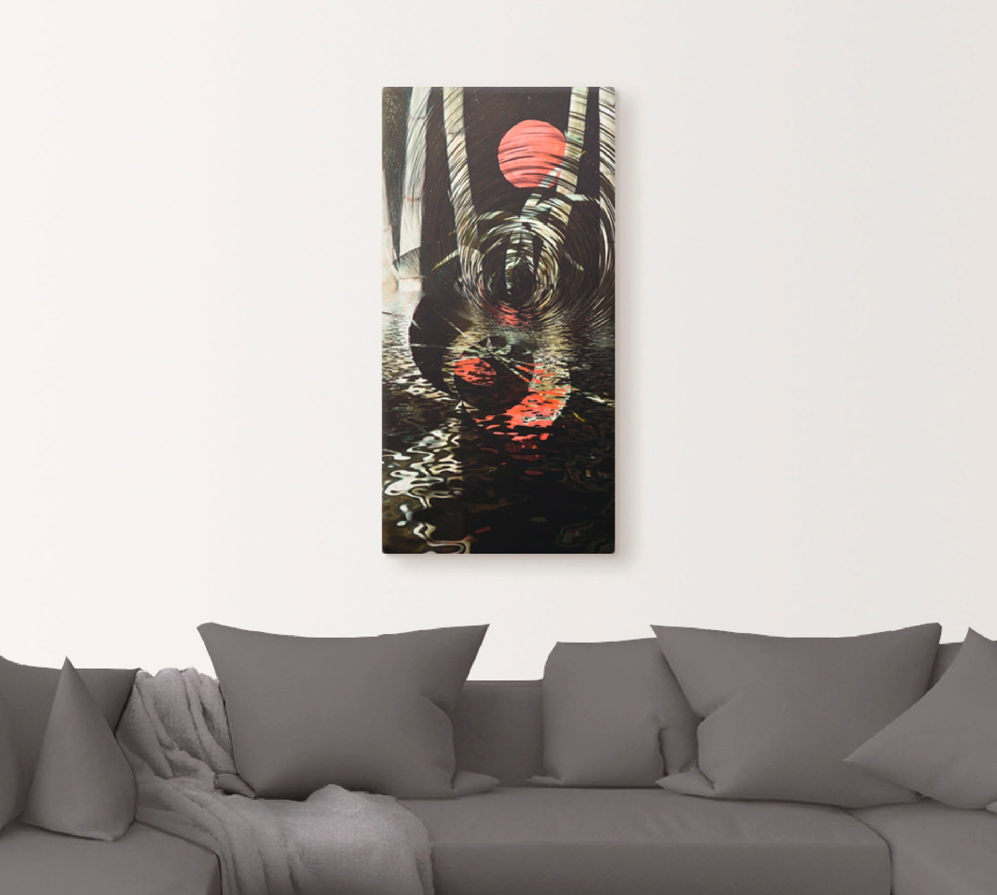 oder Wandbild Größen versch. (1 Leinwandbild, in Mond Artland Poster als Landschaften Bambus, St), im Wandaufkleber Alubild, Roter