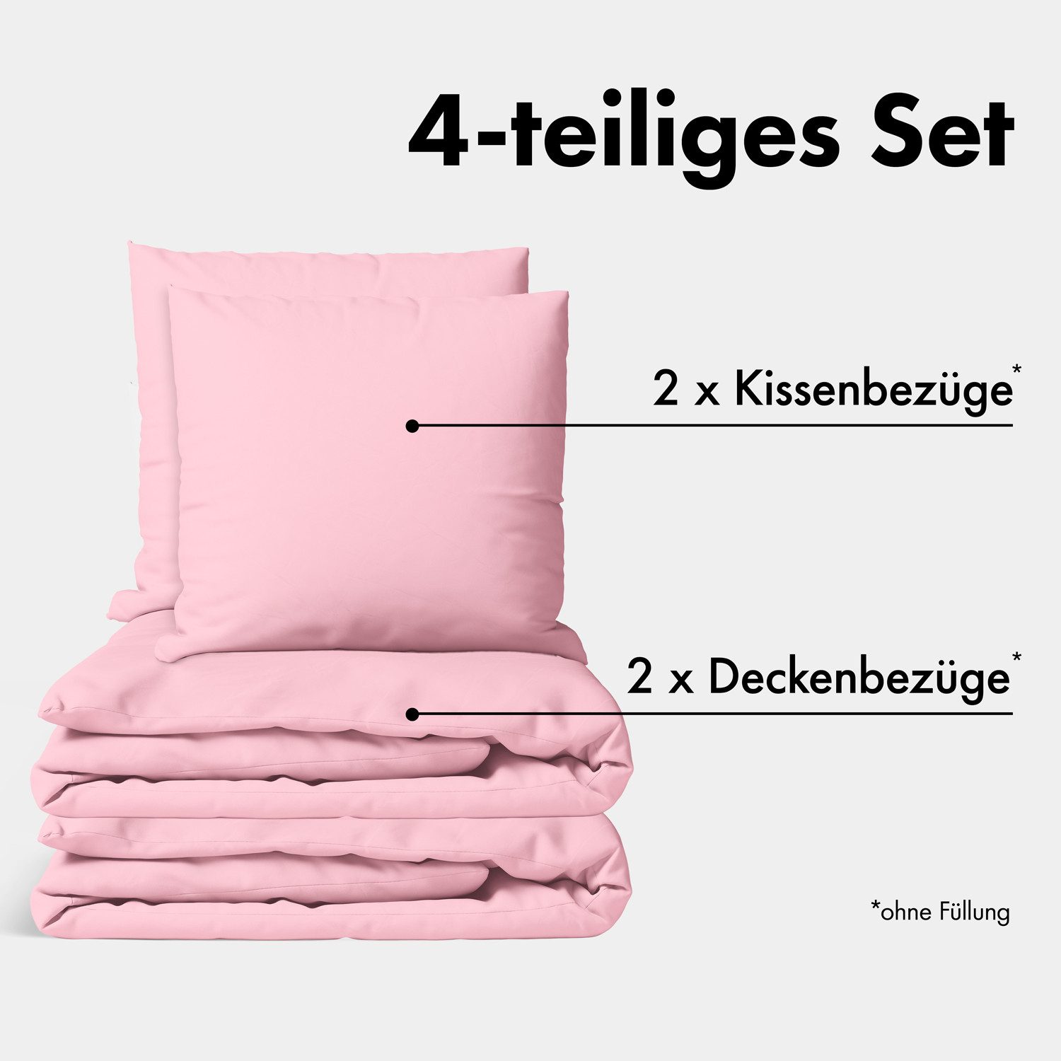 Jacobson Bettwäsche Set - 100% Baumwolle, Perkal, 4 teilig, Erhältlich in den Größen 135x200, 155x220, 200x200, 200x220, 240x220