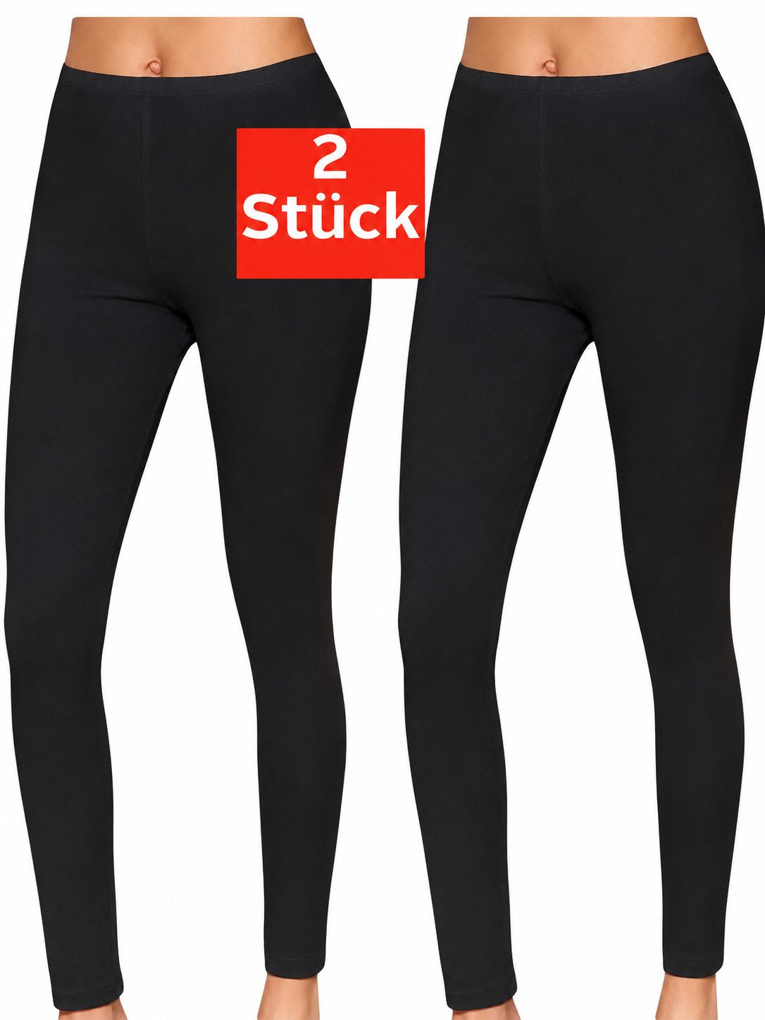DDOnlineShop Leggings Damen Hosen unterhosen aus Baumwolle A2135 (Spar-Set, 2-tlg., 2er-Pack) Premium Qualität