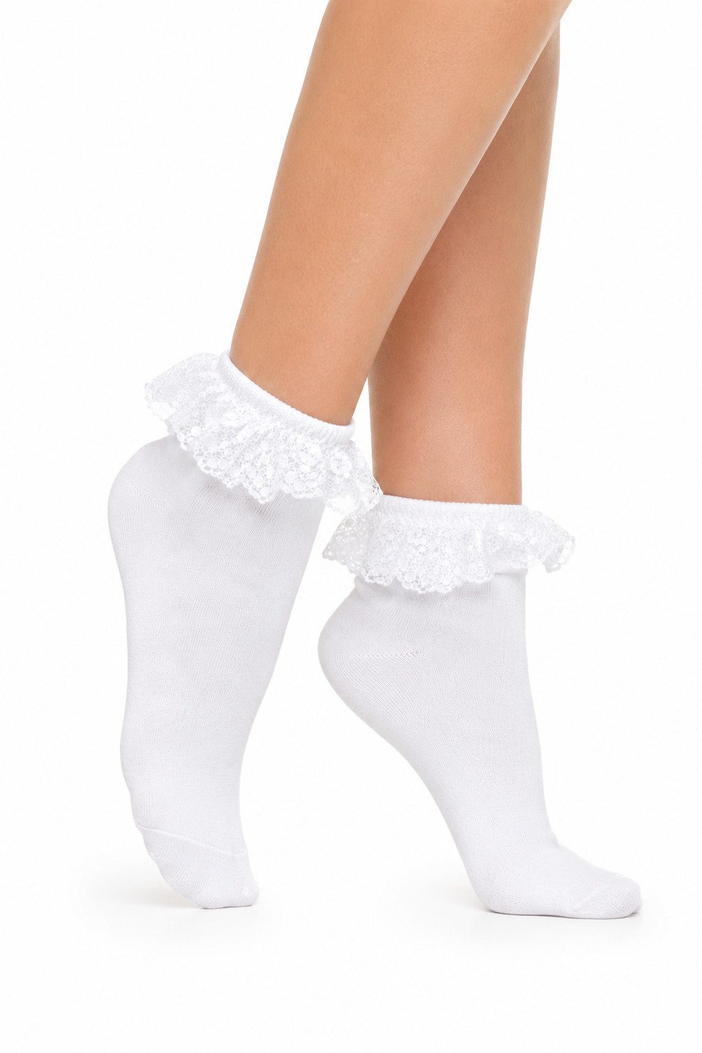 La Bortini Socken Socken mit Rüschen festlich Spitzensocken fürTaufe Einschulung (1 Paar Strümpfe mit Spitzen, in Weiß, für Babys, Mädchen, Damen, für Kinder un – Bild 3 von 3