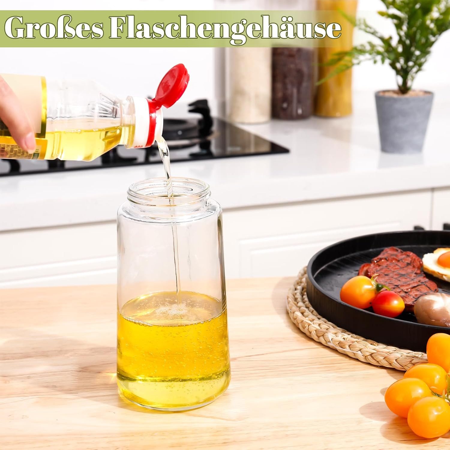 BYSURE Sprühflasche, (2-tlg), Zwei-in-eins-Ölsprühflasche zum Sprühen und Ausgießen