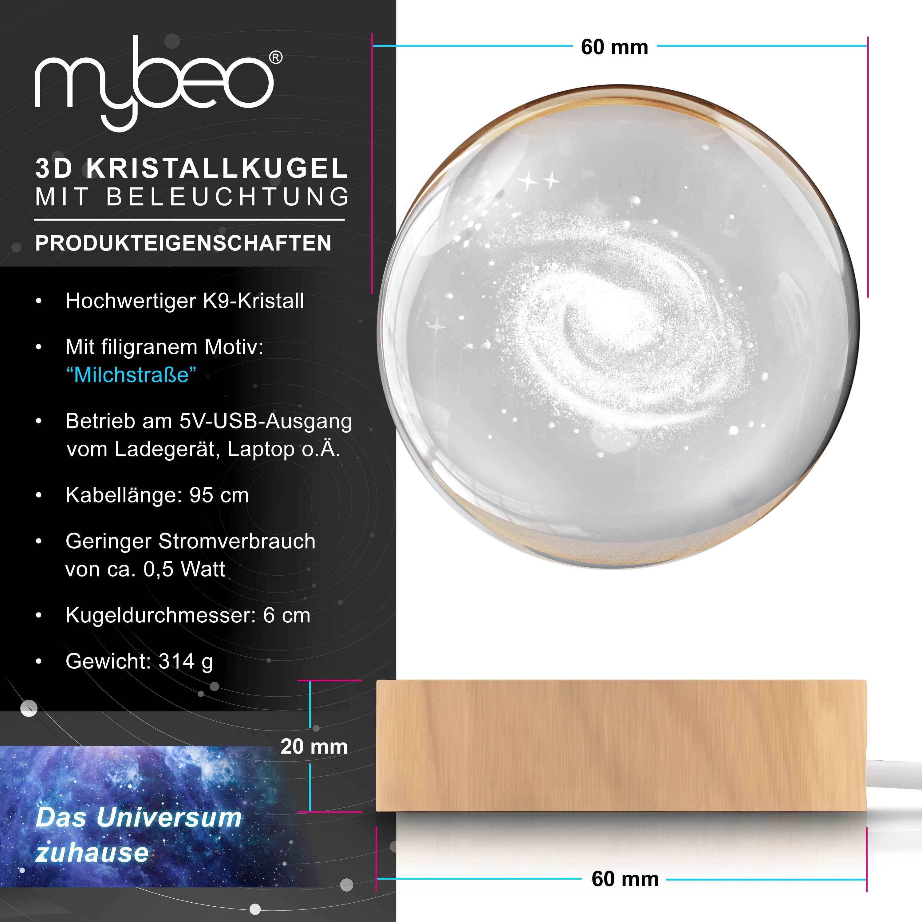 MyBeo LED Dekolicht 3D Glaskugel, Leuchtende günstig online kaufen