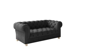 Kaiser Möbel Chesterfield-Sofa Zweisitzer, elegant, klassisch, schick in elegantem Whisper-Stoff, Made in Europe
