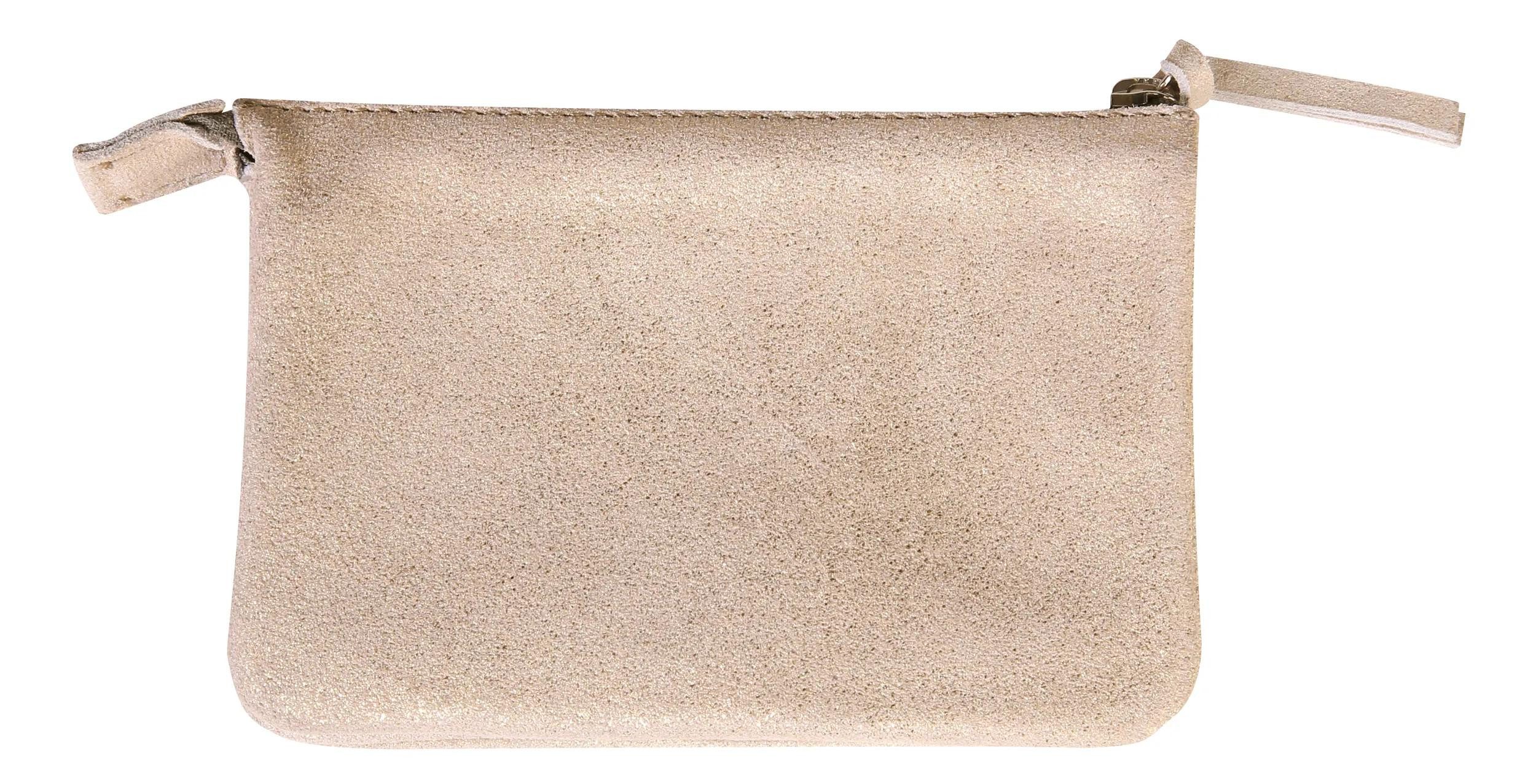 CLAIREFONTAINE Handtasche 4x Kleine Tasche aus Leder 13x9cm Gold 400041C, Flache Tasche 2 Fächer
