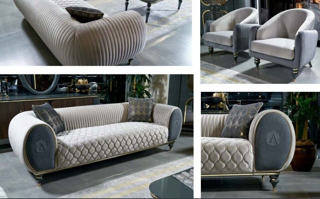 Relax Set, Polster JVmoebel Wohnzimmer-Set Sofas Design (3-St) Couchen 3+1+1 Stoff Moderne Sitzer