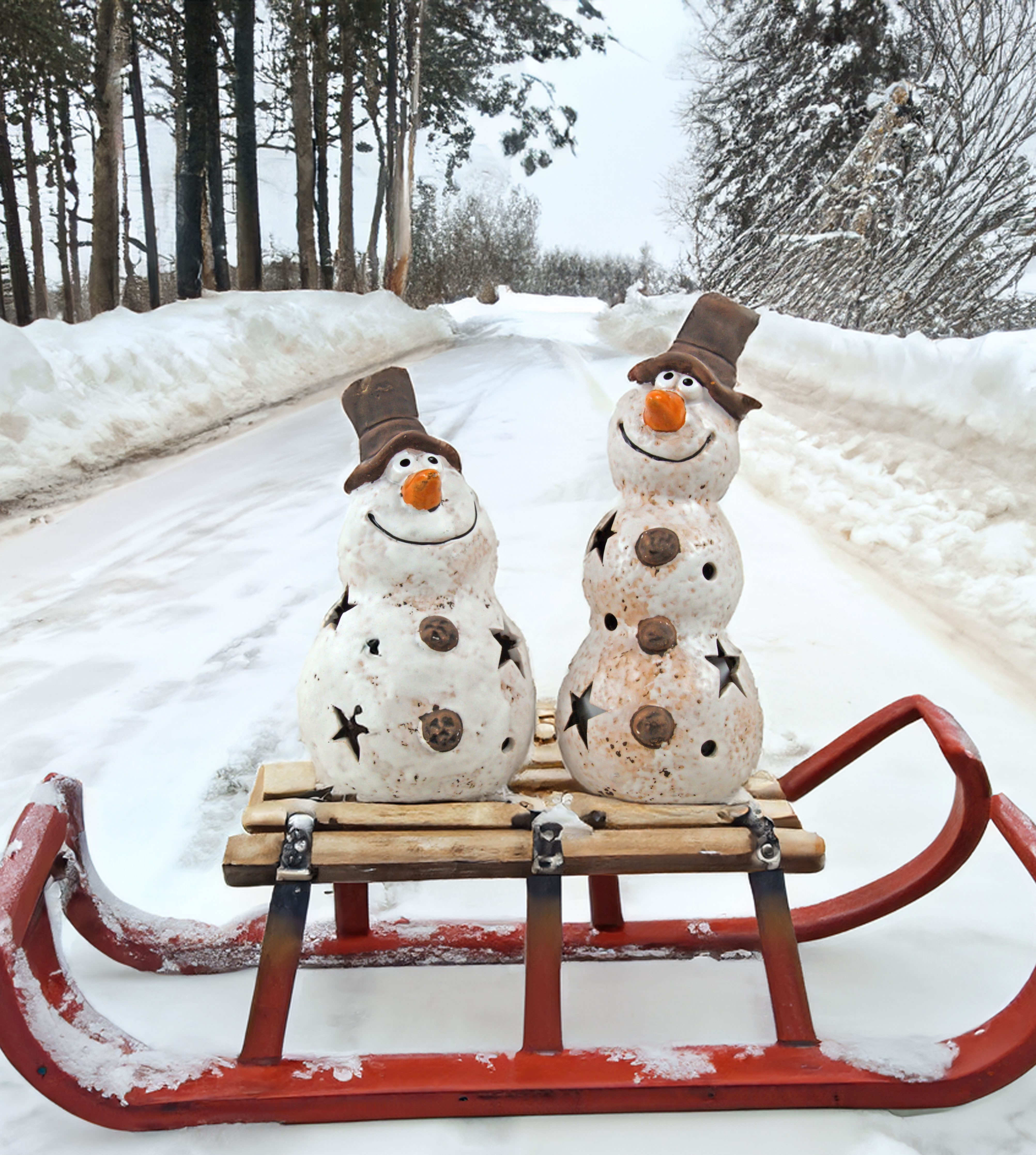 Posiwio Dekofigur 2er-Set Schneemänner als Teelichthalter günstig online kaufen